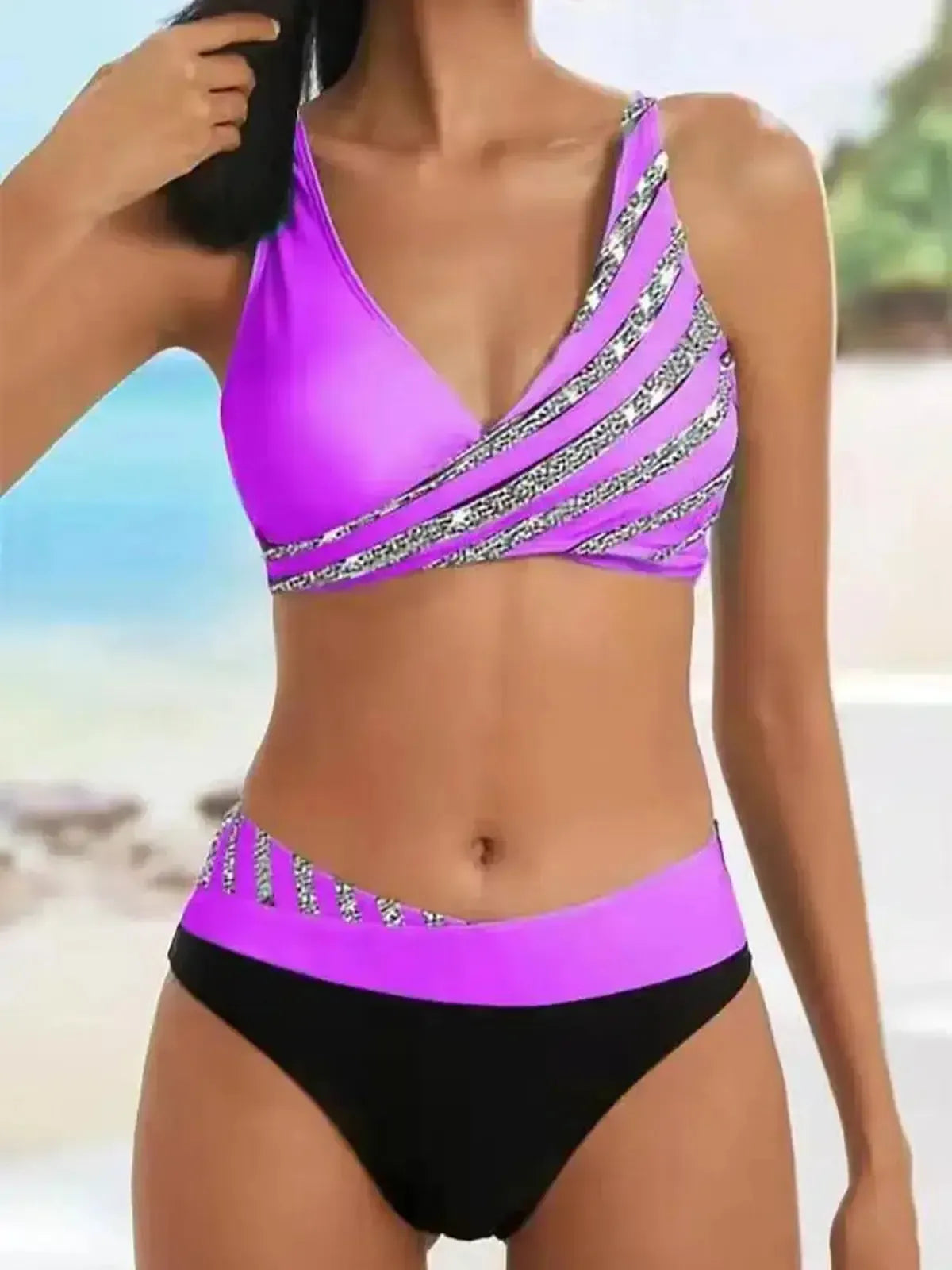 Bikini Rayé Brésilien 2 Pièces-Saylana