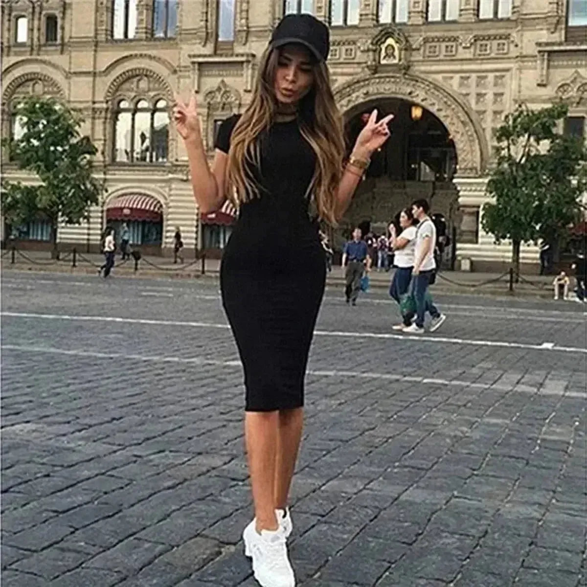 Bodycon Bandage Manches Courtes-Saylana