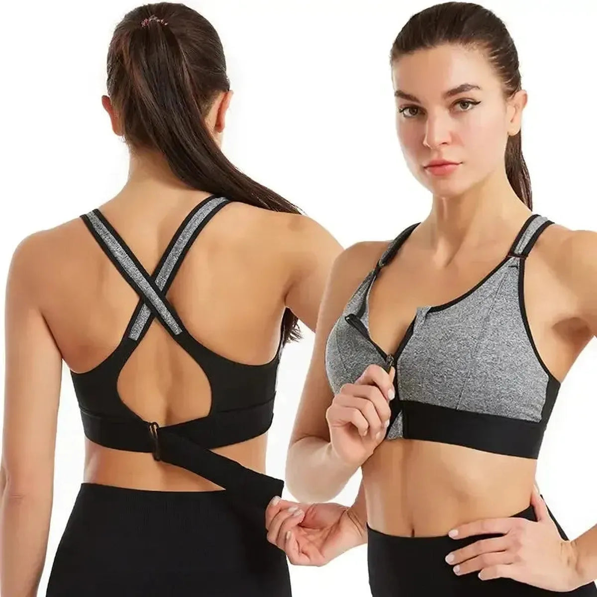Brassière Sport Zippée Femme Maintien Fort-Saylana