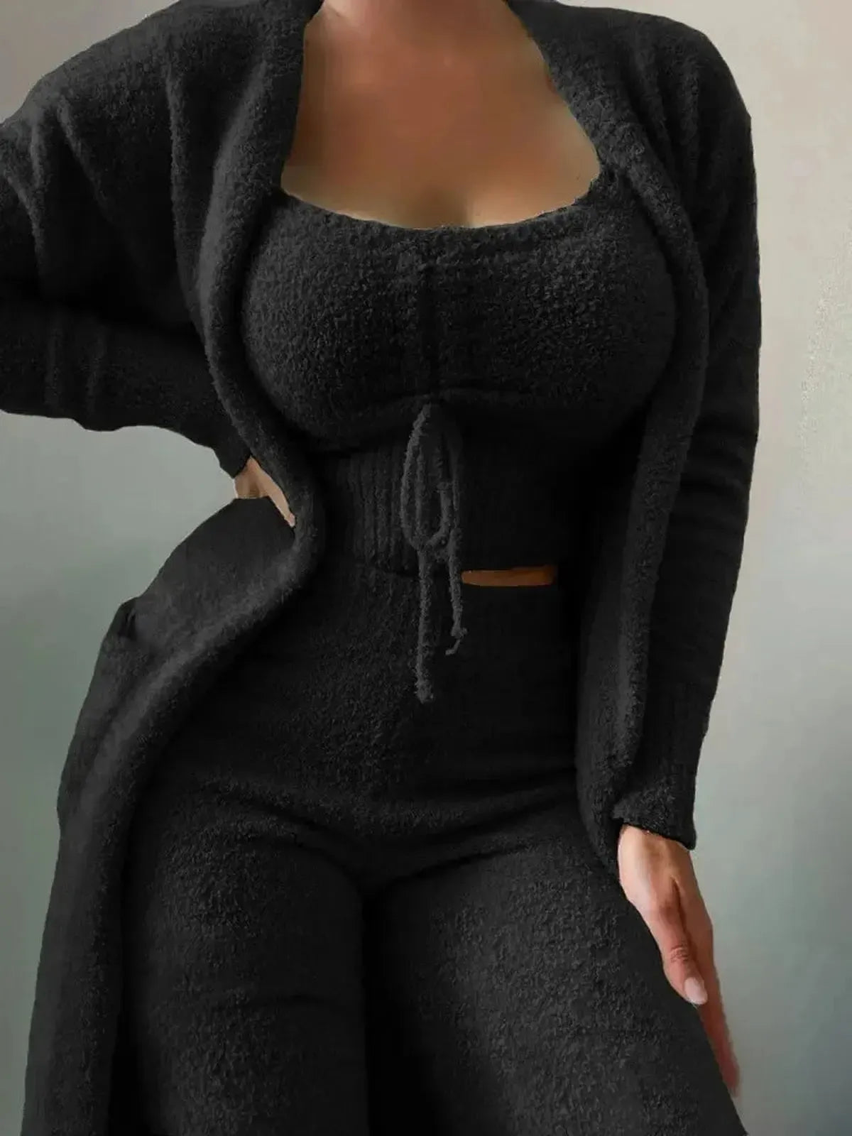 Cardigan Laçage + Top + Pantalon Douillet-Saylana