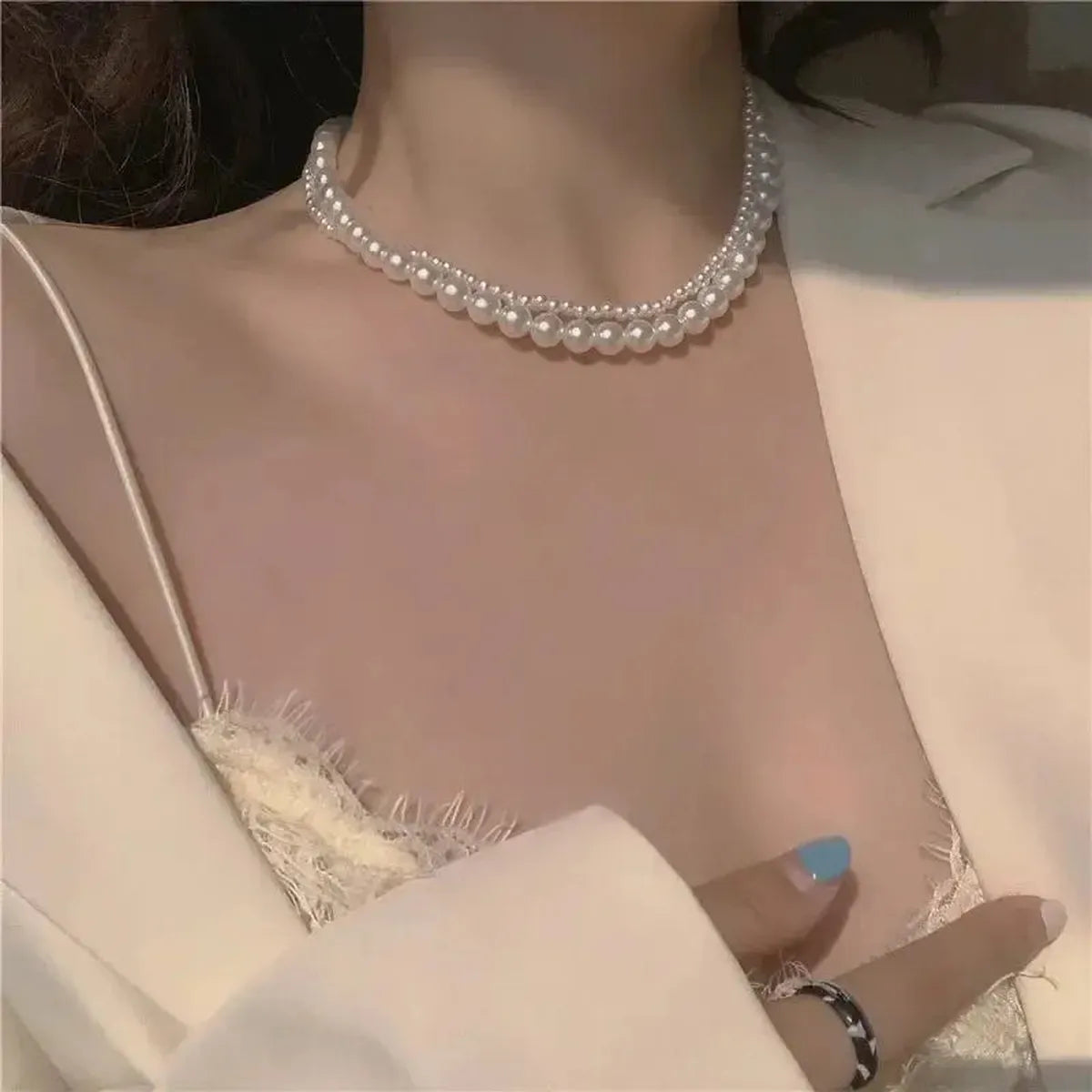 Collier Ras-du-Cou Goth Perlé-Saylana
