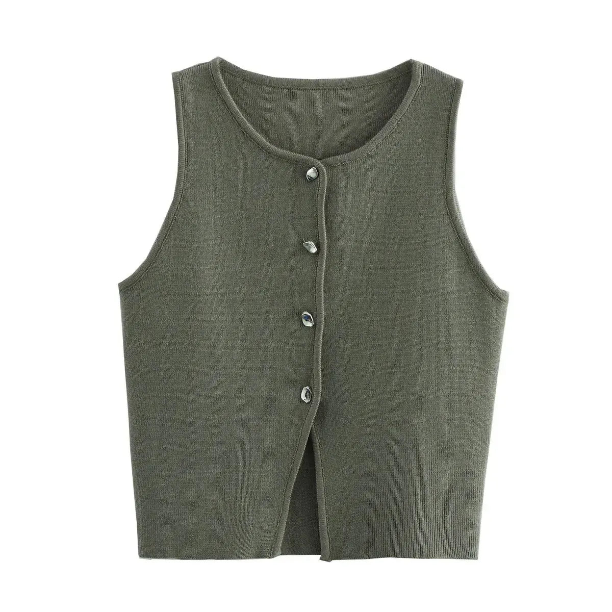Crop blanc en maille boutonnée femme-Saylana