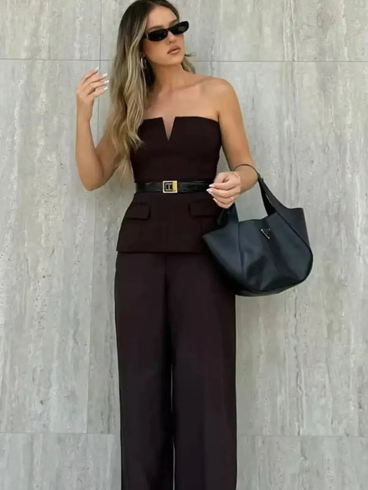 Crop top bustier uni pour look street élégant-Saylana