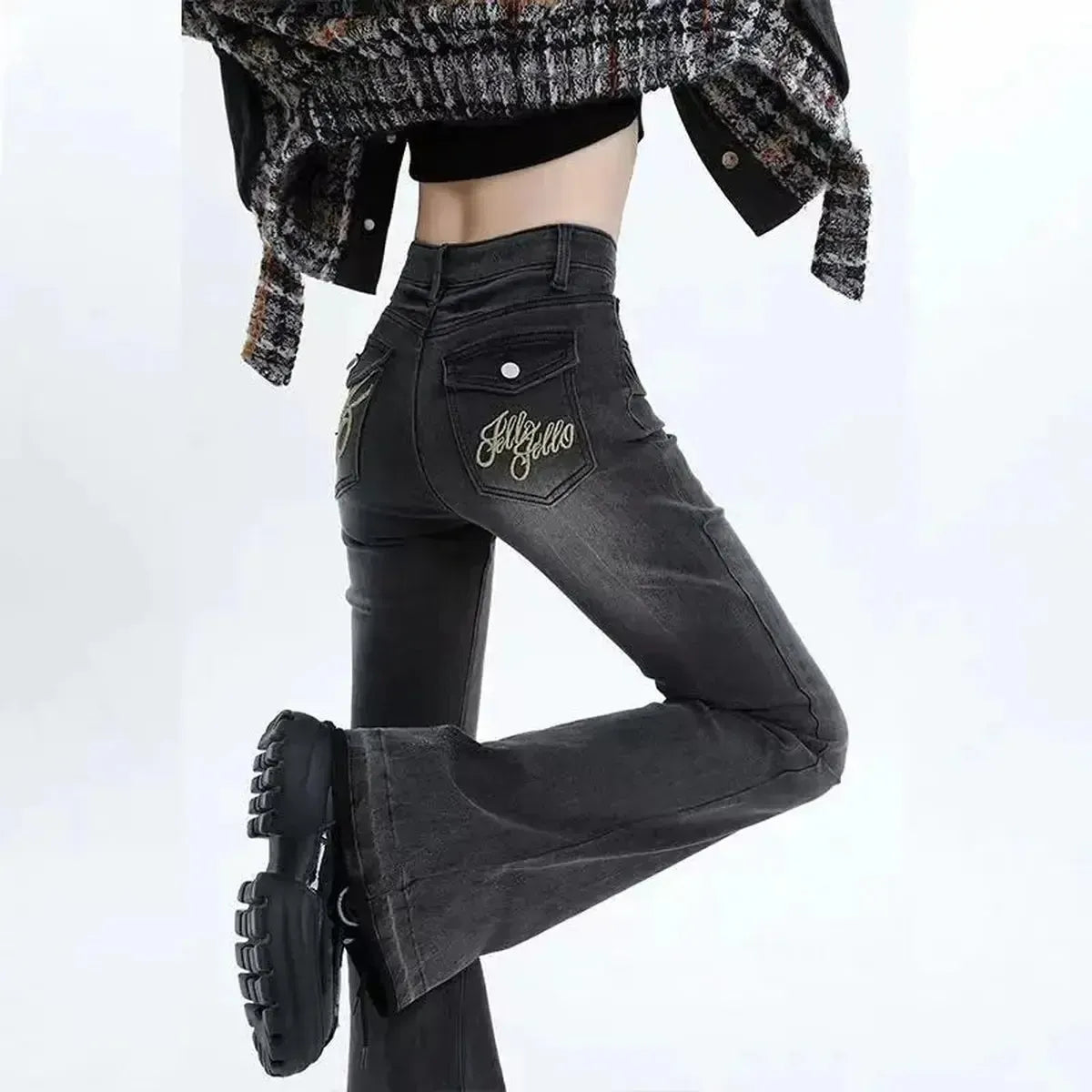 Denim coupe droite vintage streetwear-Saylana