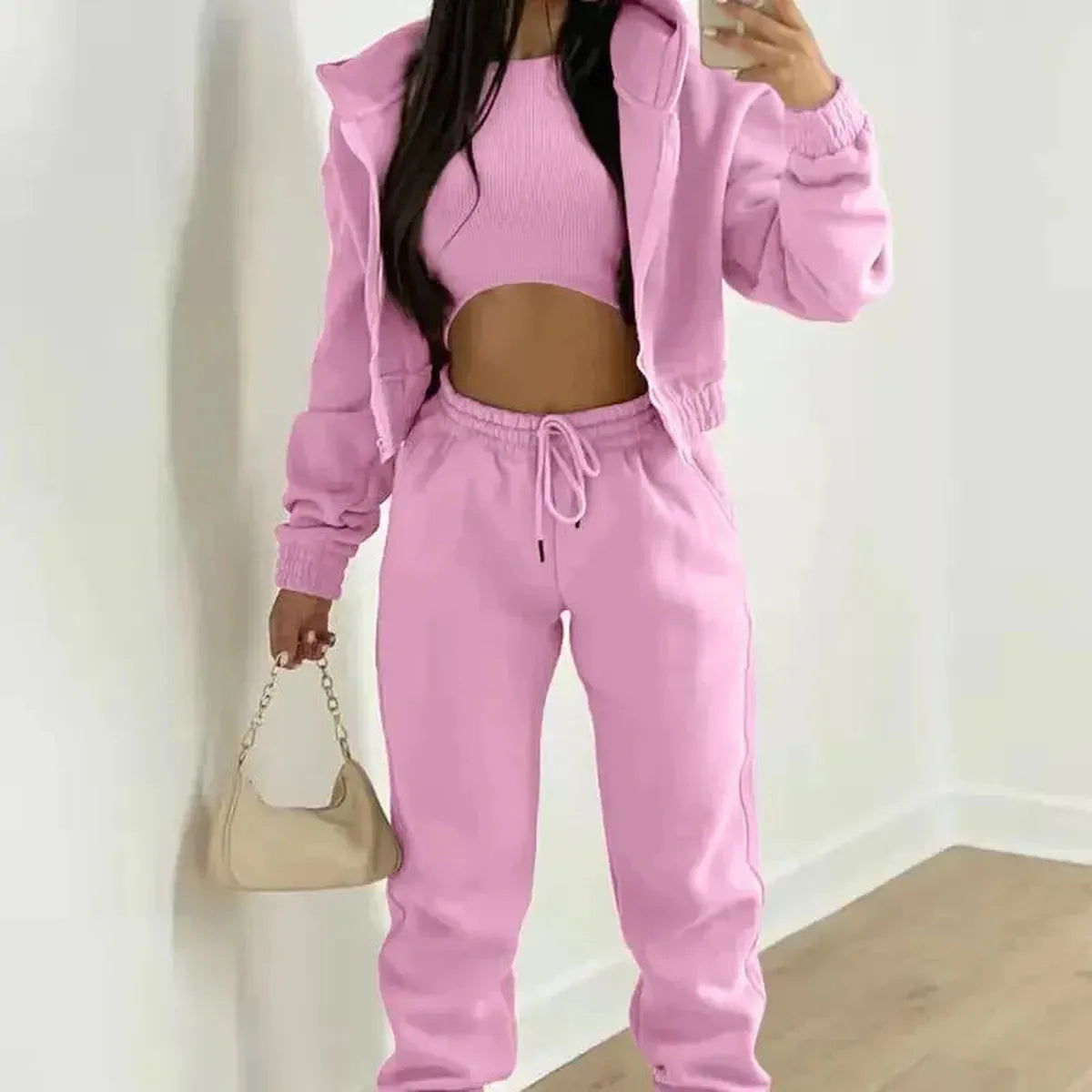 Ensemble 3 Pièces Femme : Veste + Crop Top + Pantalon-Saylana