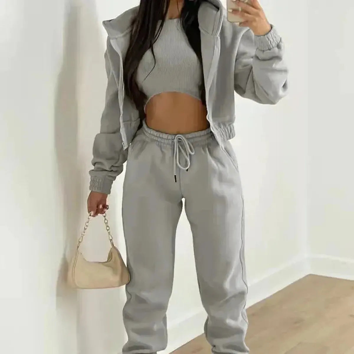 Ensemble 3 Pièces Femme : Veste + Crop Top + Pantalon-Saylana