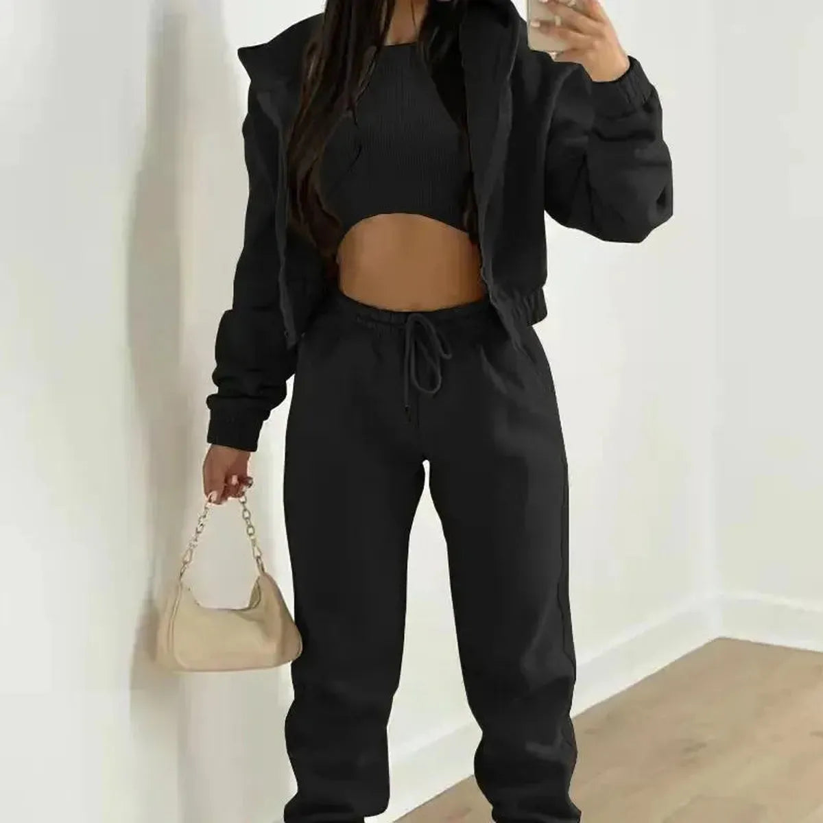 Ensemble 3 Pièces Femme : Veste + Crop Top + Pantalon-Saylana