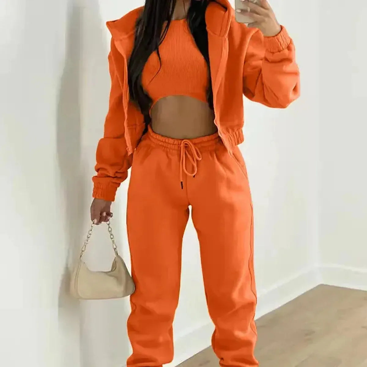 Ensemble 3 Pièces Femme : Veste + Crop Top + Pantalon-Saylana