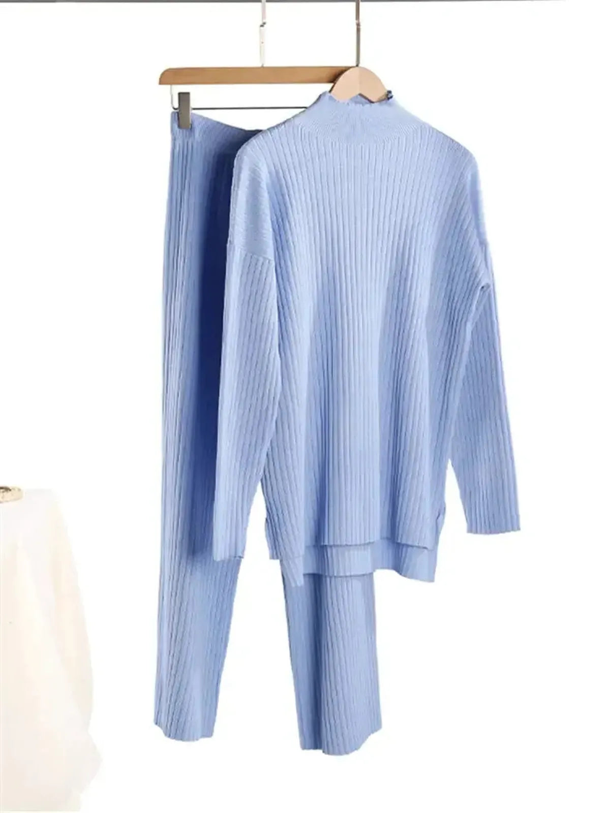Ensemble Tricoté Femme : Col Roulé + Pantalon Droit-Saylana