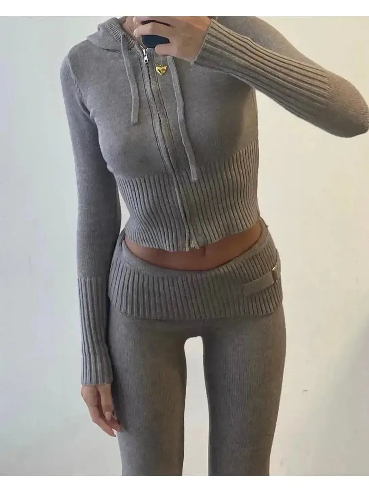 Ensemble Tricoté Femme : Crop Top + Pantalon-Saylana