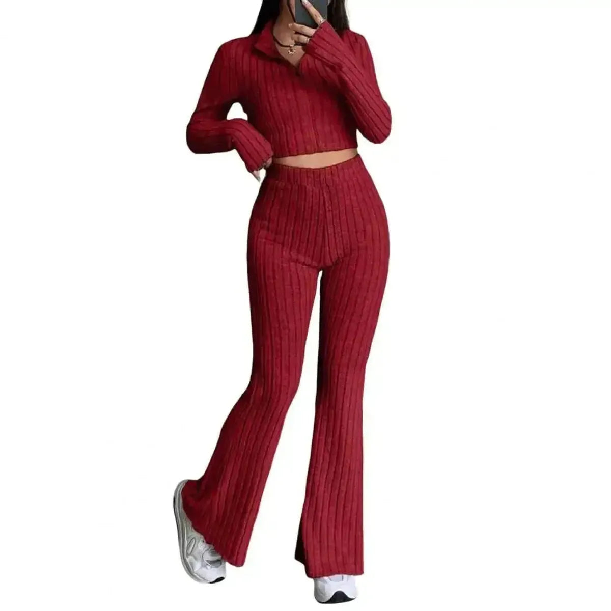 Ensemble Tricoté Haut + Pantalon Évasé-Saylana