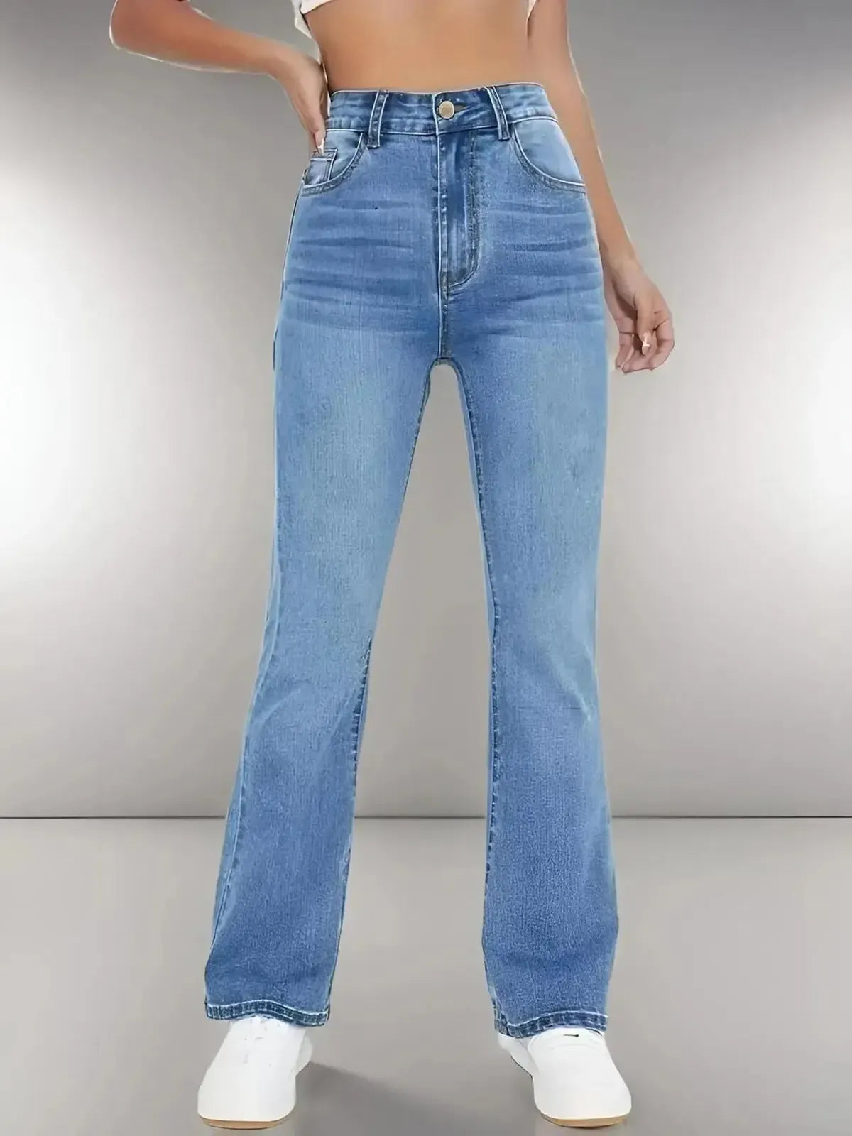 Jean Slim Taille Haute Délavé-Saylana
