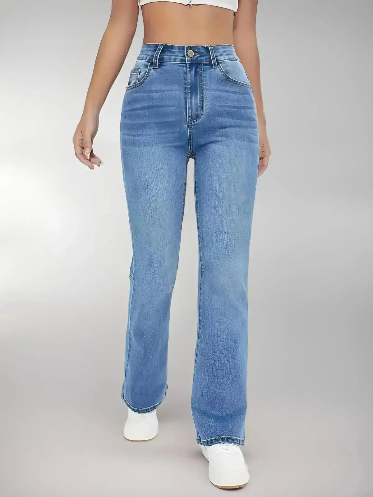 Jean Slim Taille Haute Délavé-Saylana