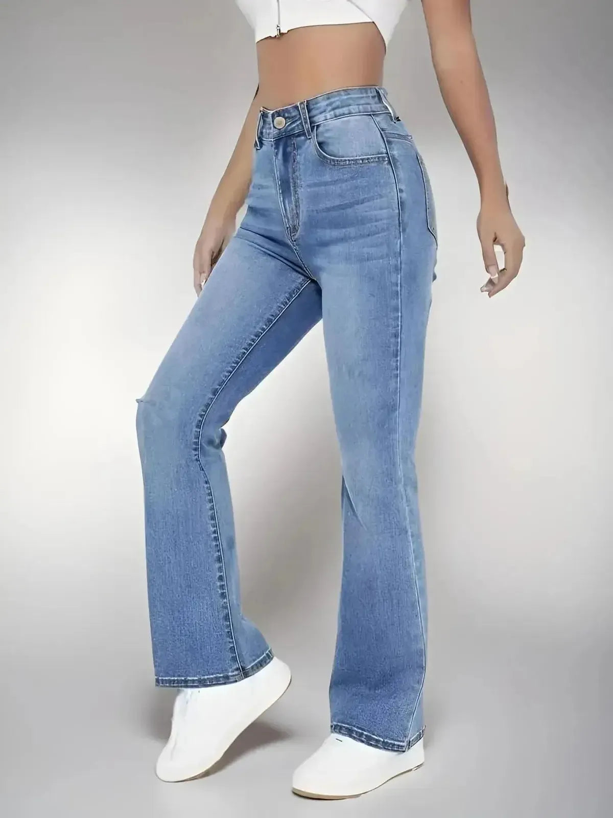 Jean Slim Taille Haute Délavé-Saylana
