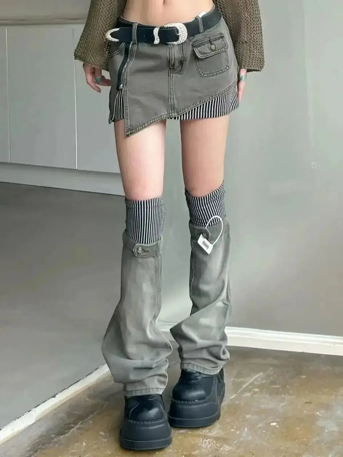 Jupe Asymétrique en Denim 2 Pièces-Saylana