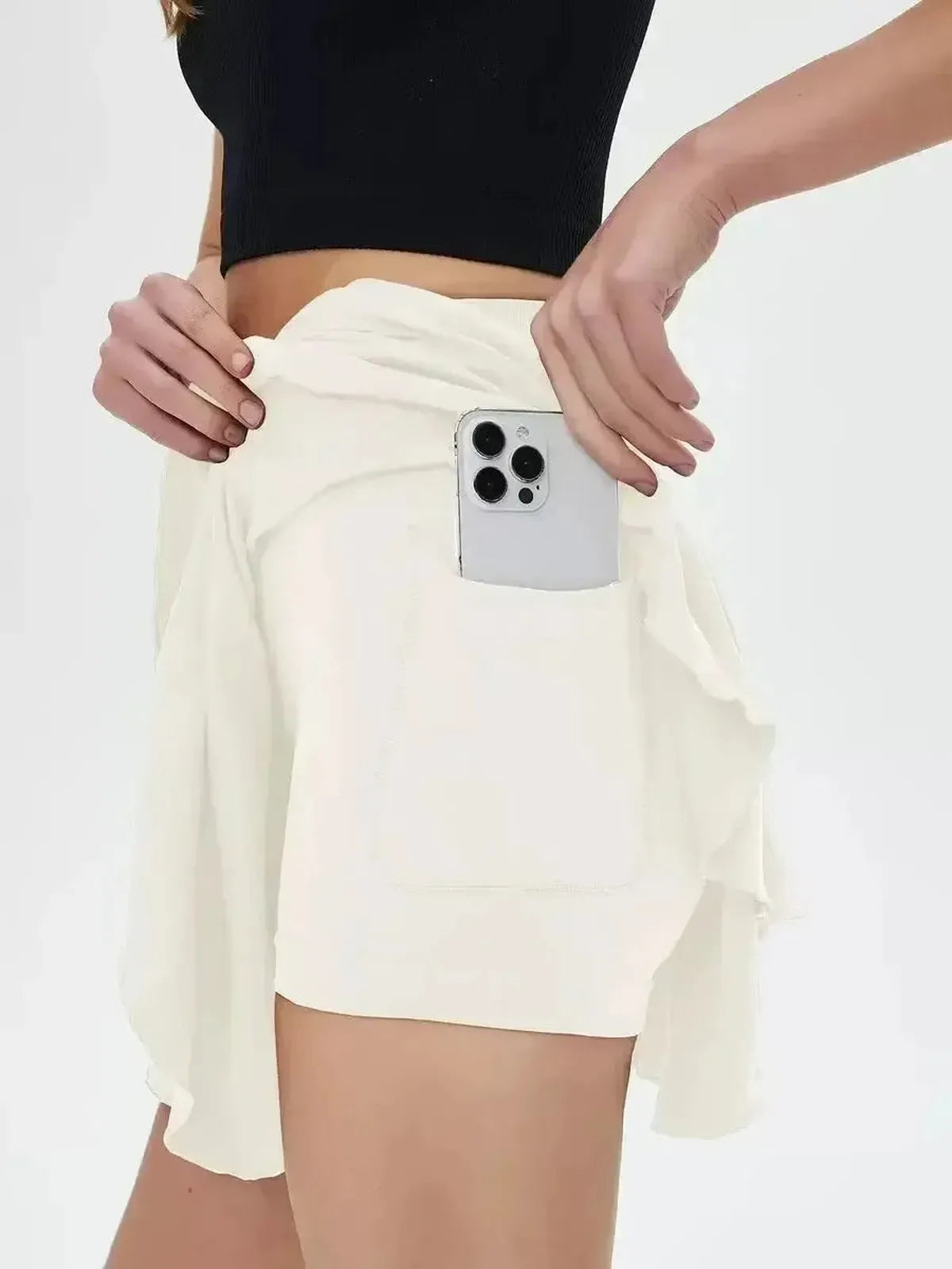 Jupe de Tennis Taille Haute avec Short Intégré-Saylana