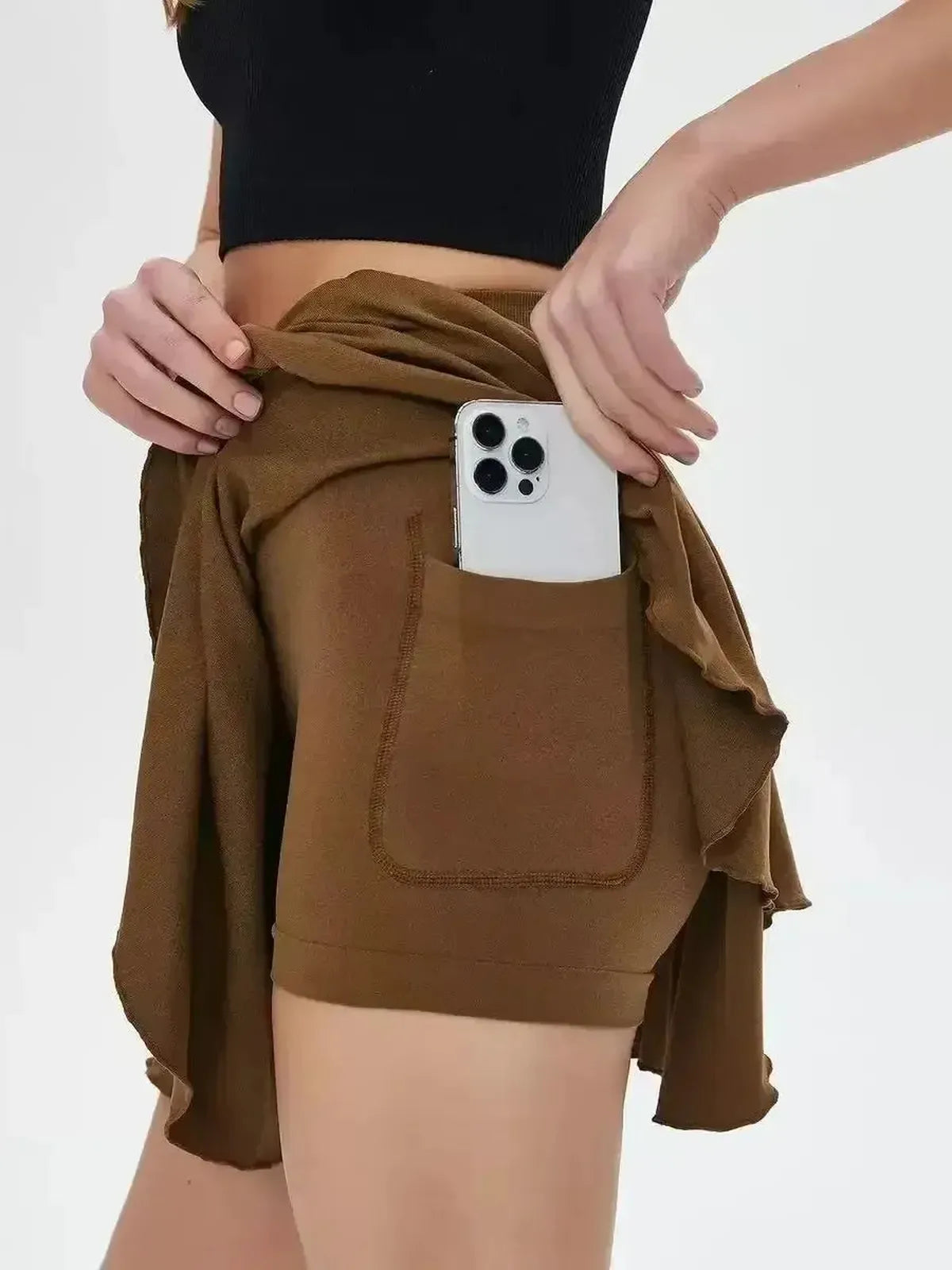 Jupe de Tennis Taille Haute avec Short Intégré-Saylana
