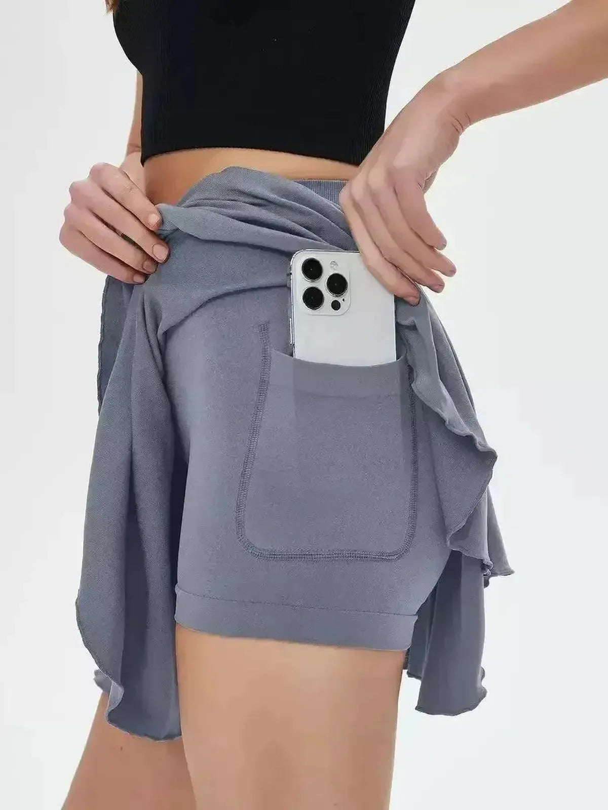 Jupe de Tennis Taille Haute avec Short Intégré-Saylana