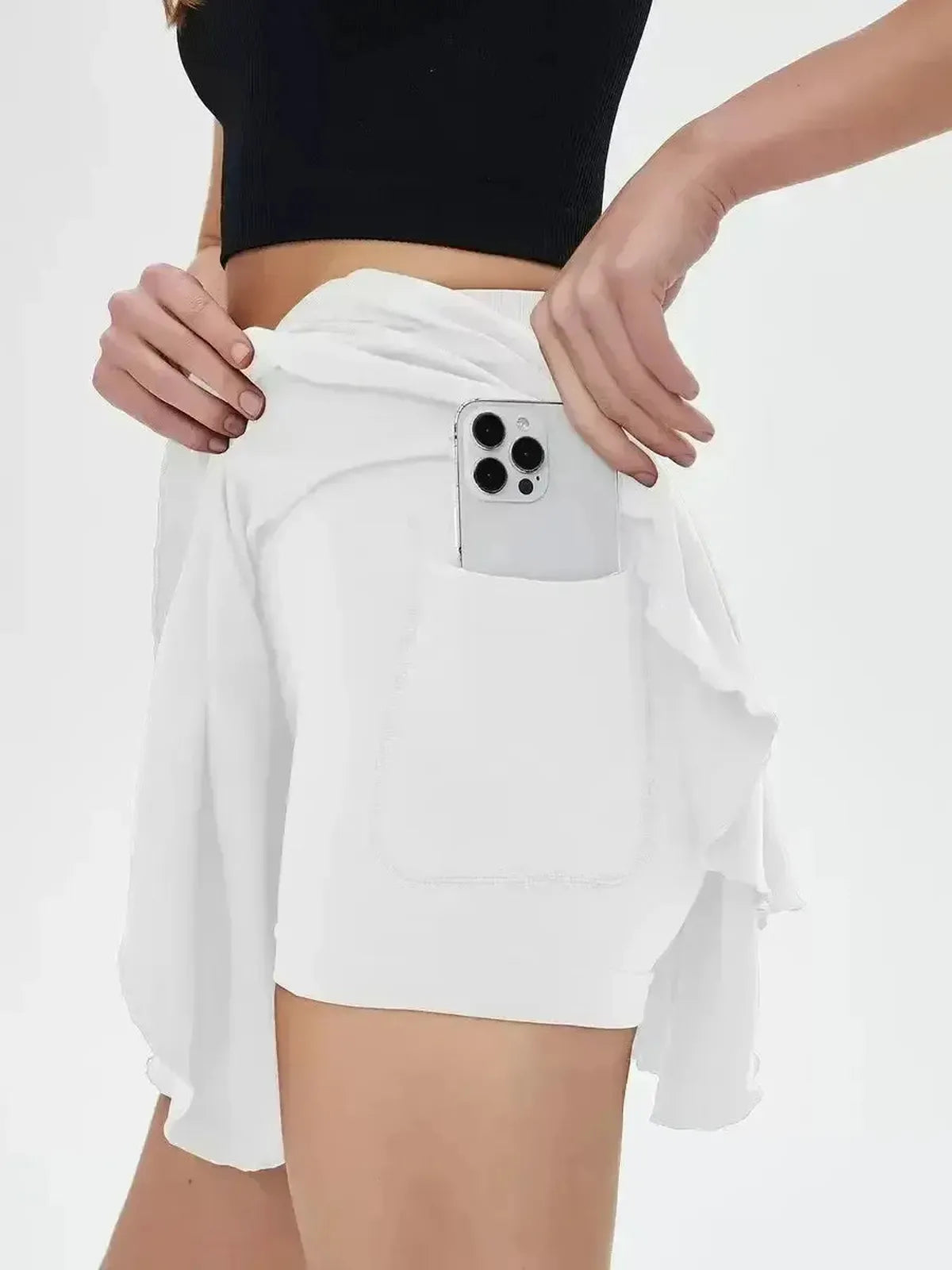 Jupe de Tennis Taille Haute avec Short Intégré-Saylana