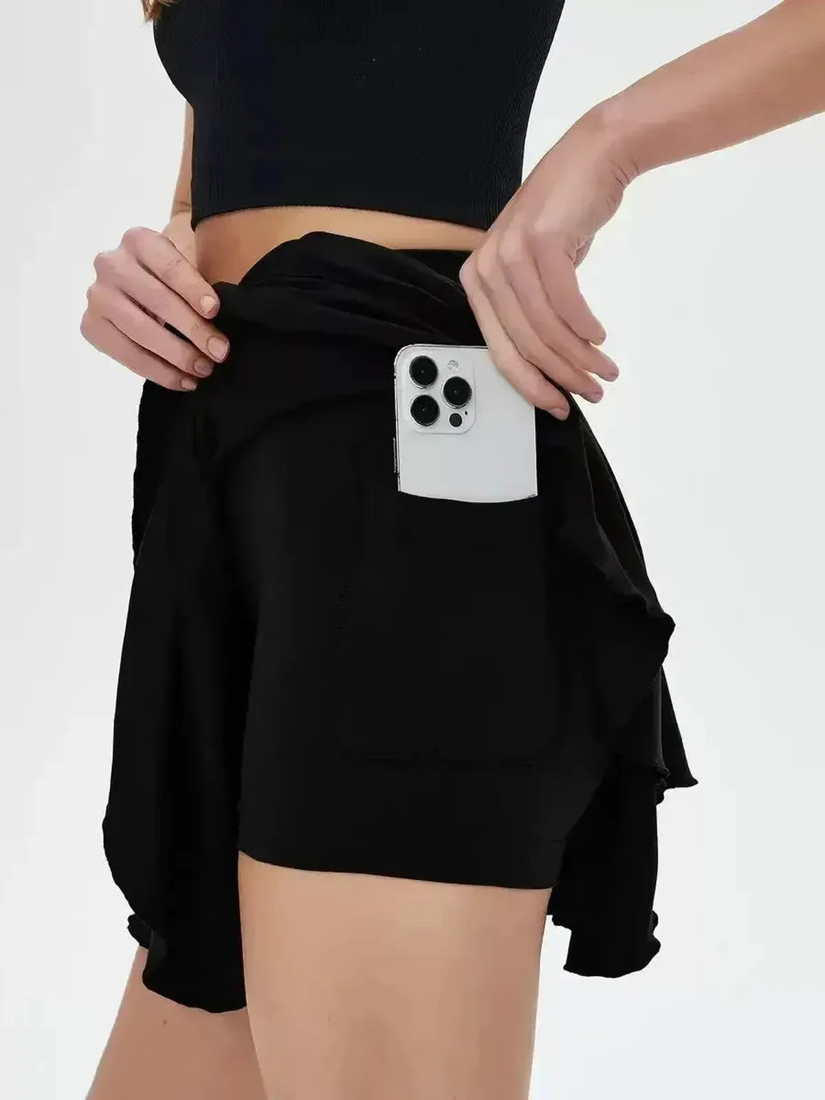 Jupe de Tennis Taille Haute avec Short Intégré-Saylana