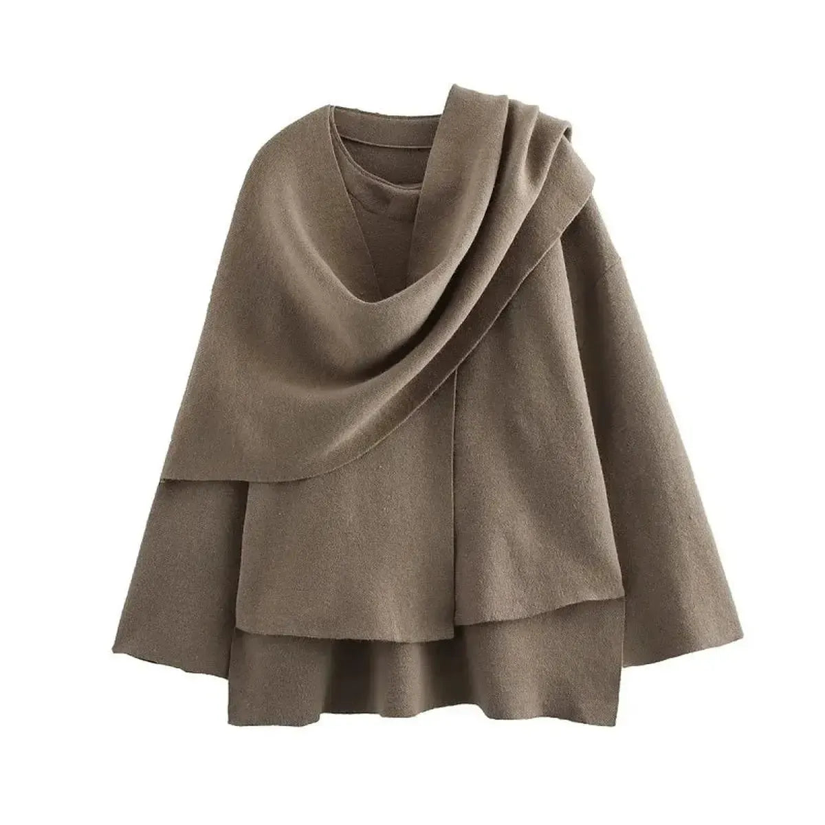 Manteau Hiver Asymétrique à Écharpe-Saylana
