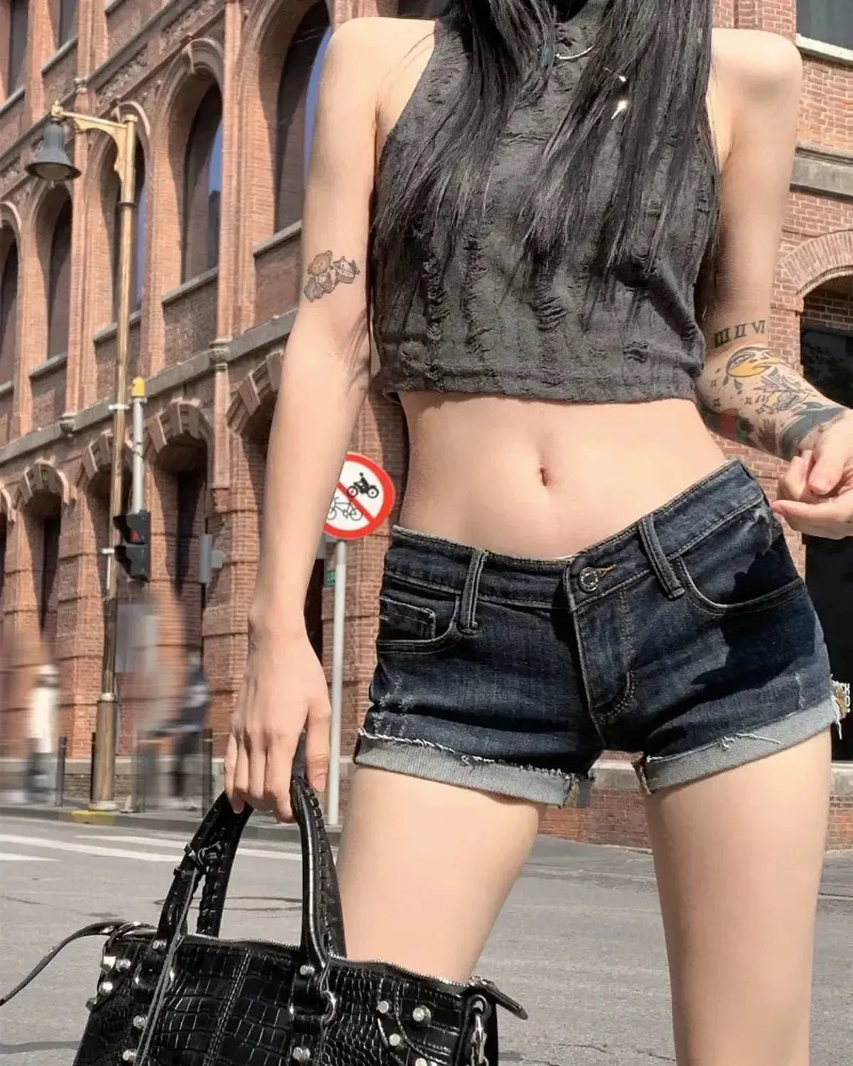Mini denim taille basse stylé-Saylana