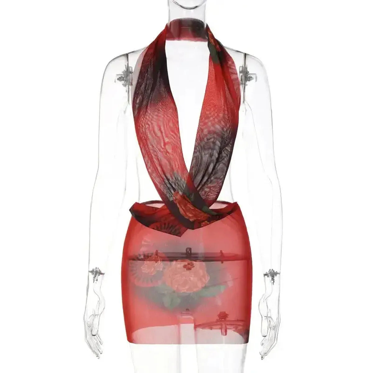 Mini Robe Dos Nu Imprimée-Saylana