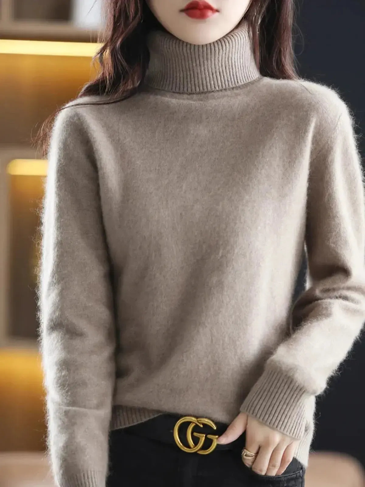 Pull Col Roulé Cachemire Visón-Saylana