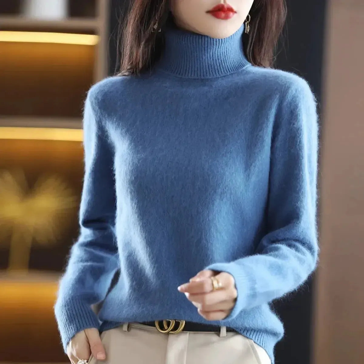 Pull Col Roulé Cachemire Visón-Saylana