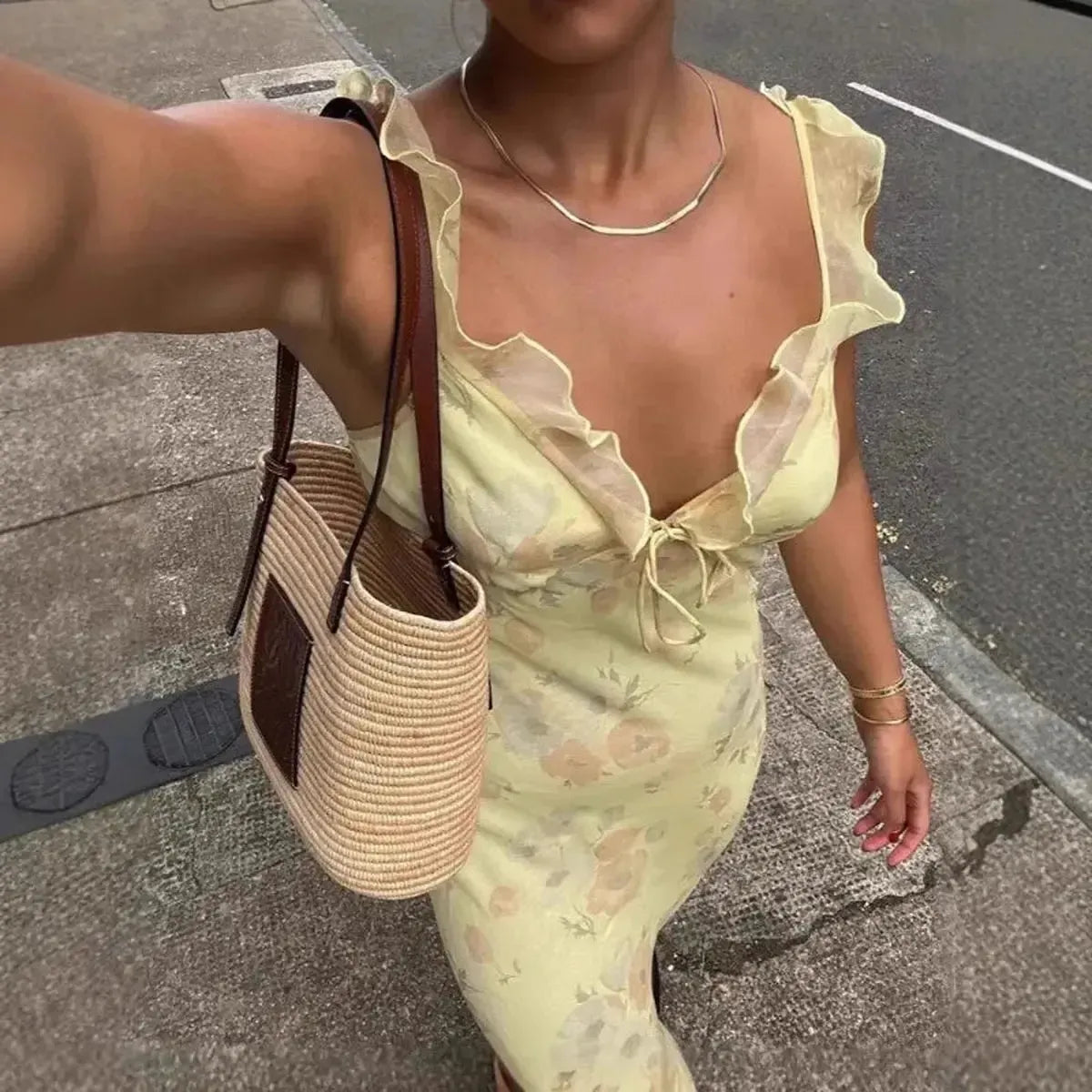 Robe Fleurie Dos Nu Été-Saylana