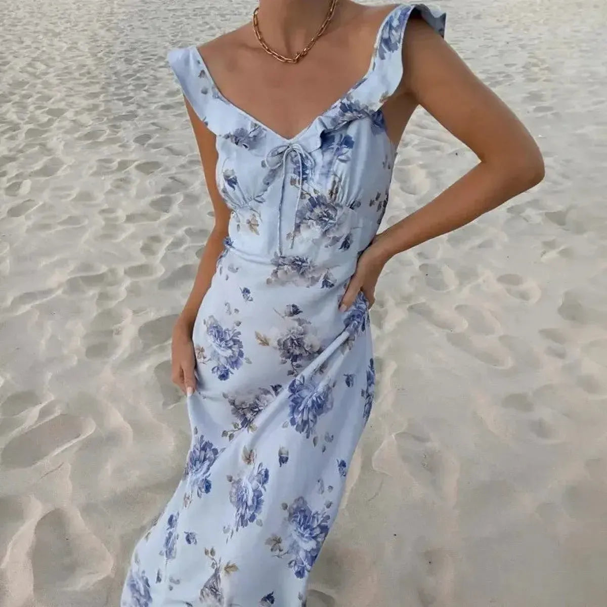 Robe Fleurie Dos Nu Été-Saylana
