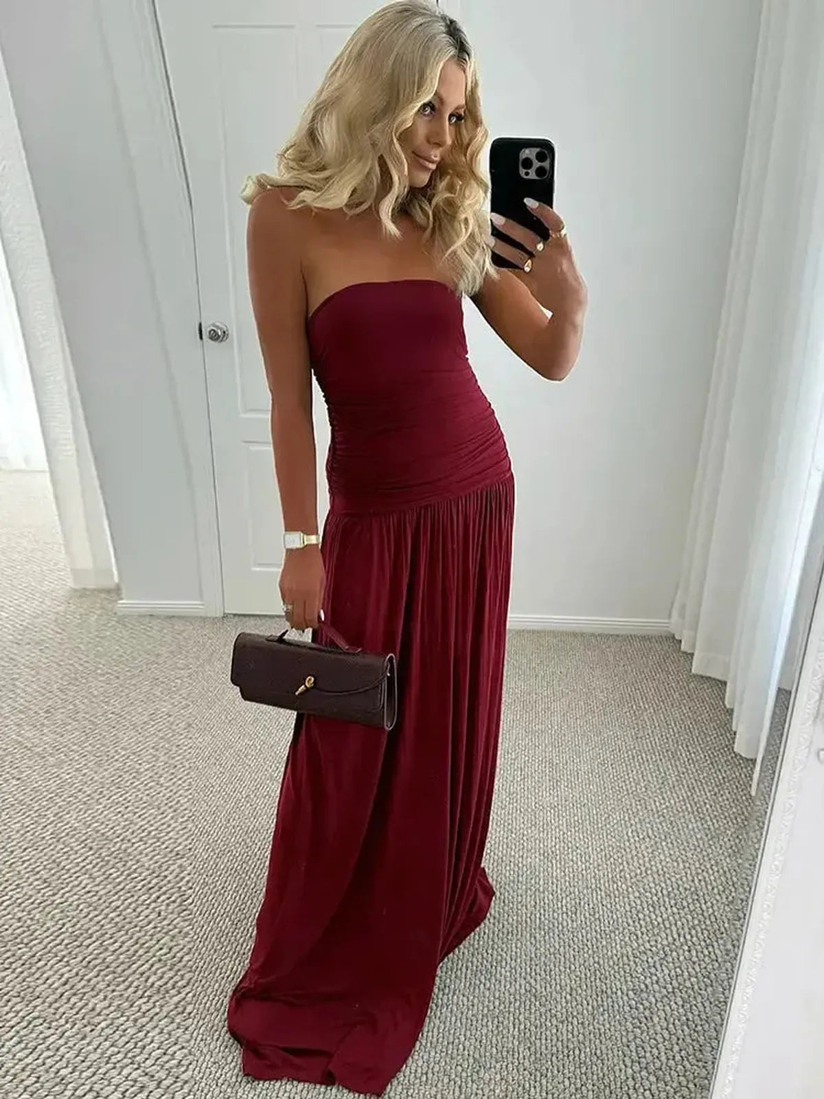 Robe Longue Plissée Dos Nu-Saylana