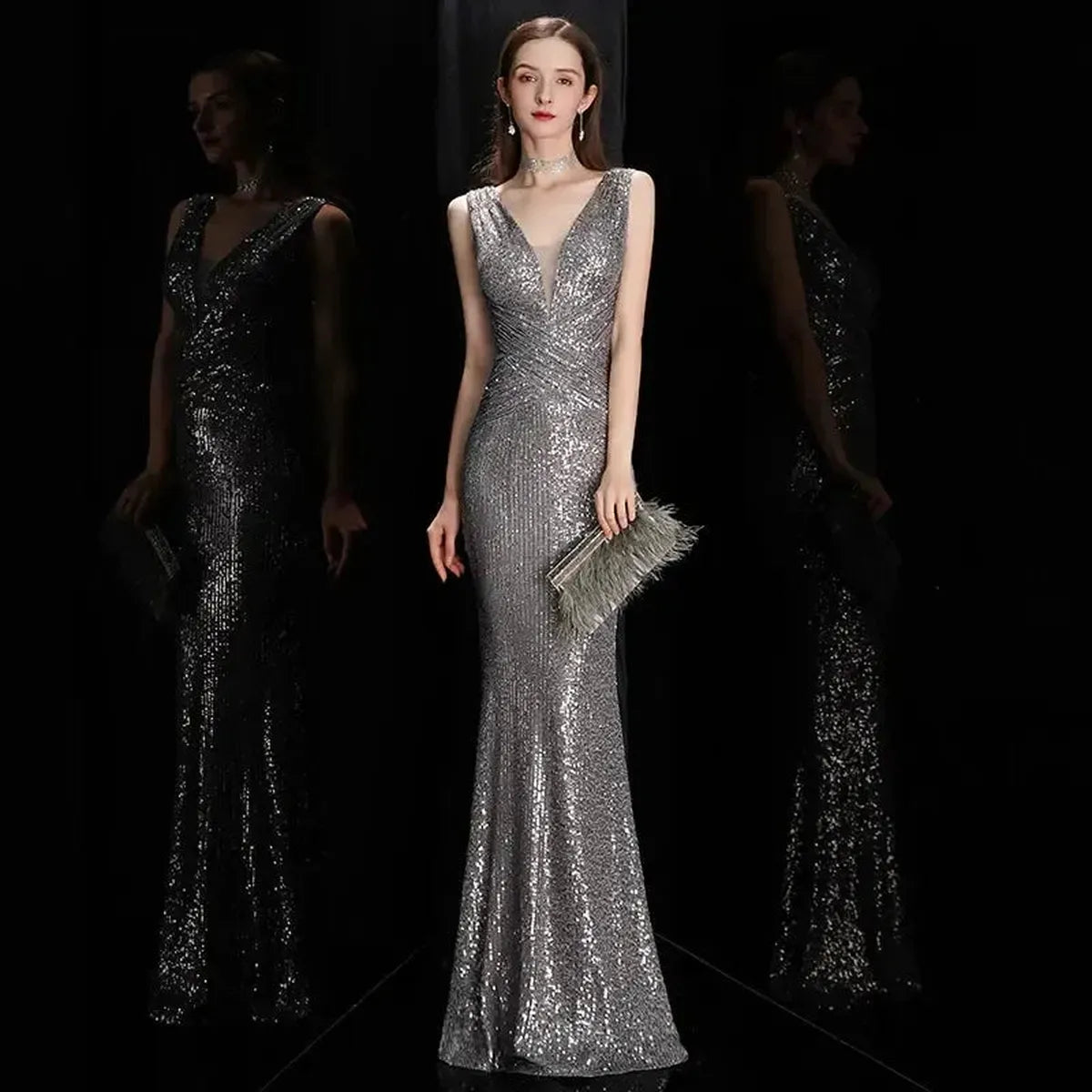 Robe Mermaid Sequins Soirée-Saylana