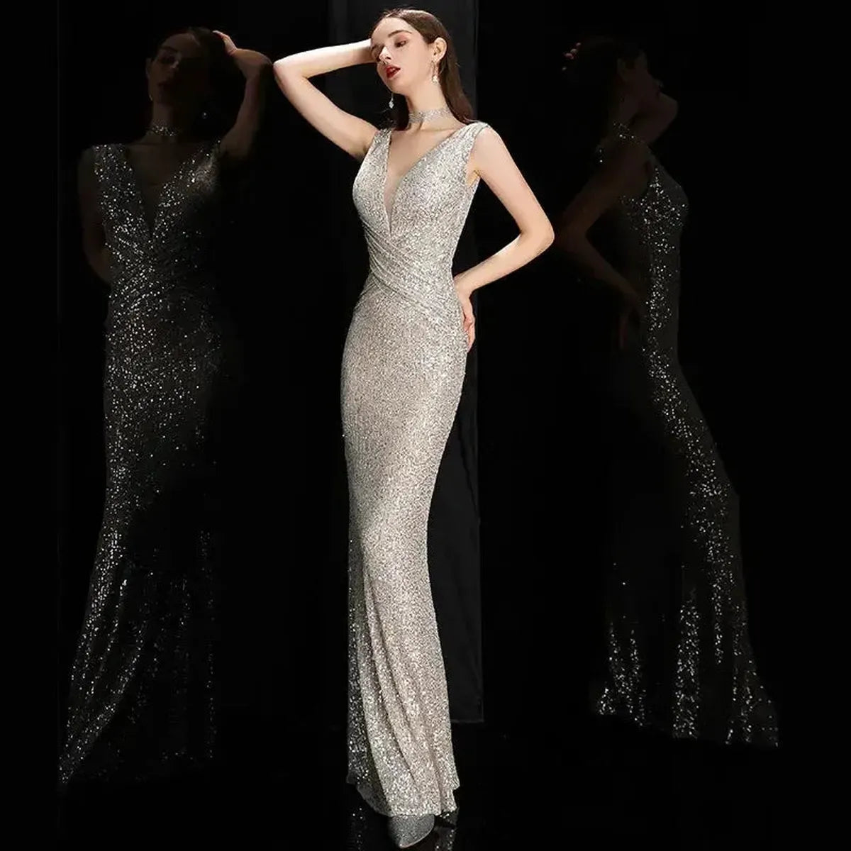 Robe Mermaid Sequins Soirée-Saylana