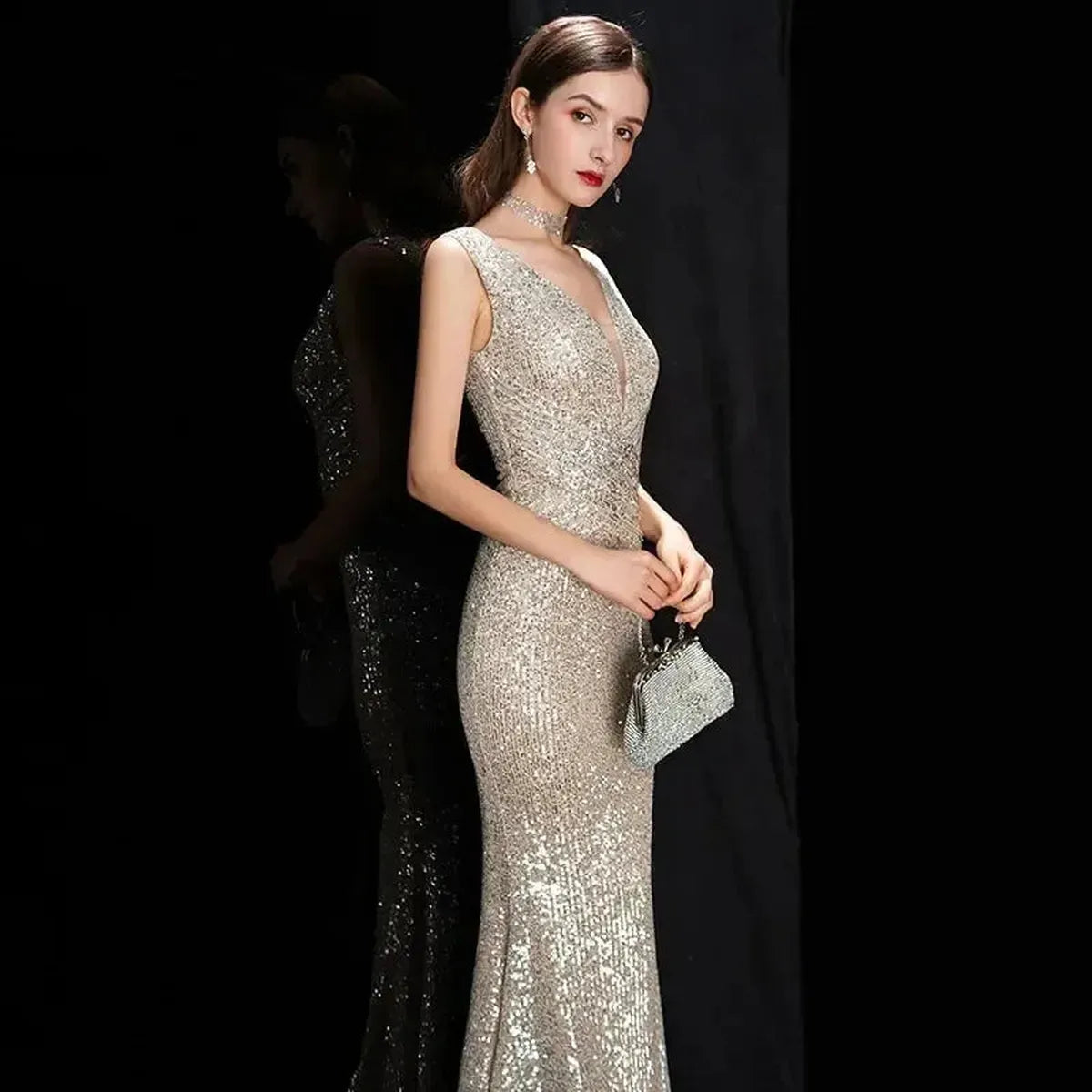 Robe Mermaid Sequins Soirée-Saylana