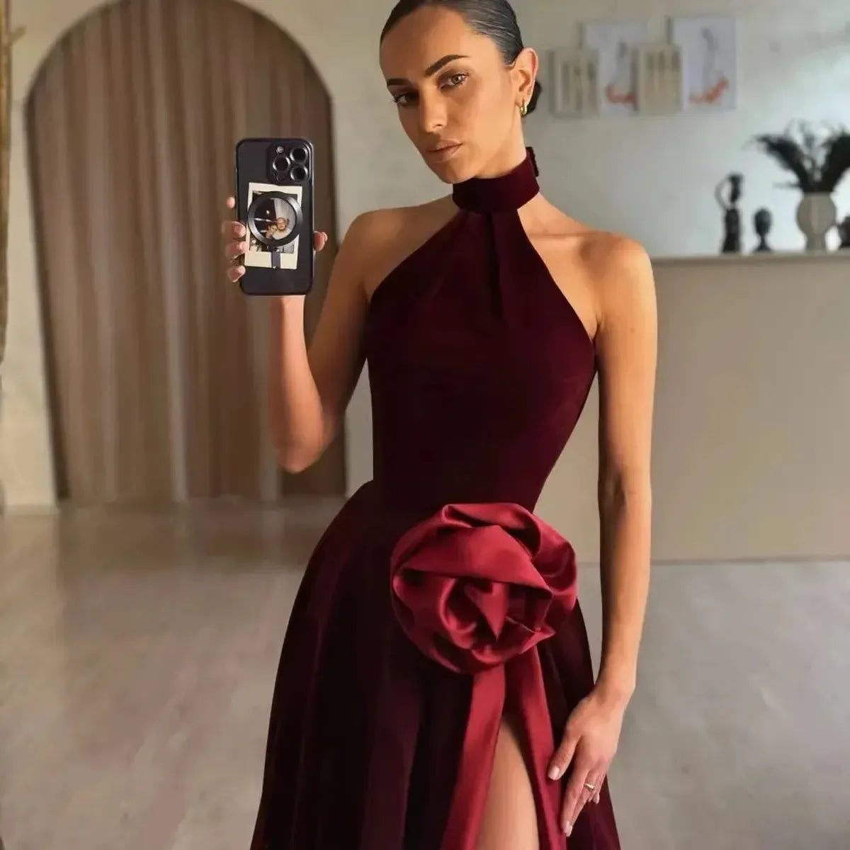 Robe Velours Fendue-Saylana