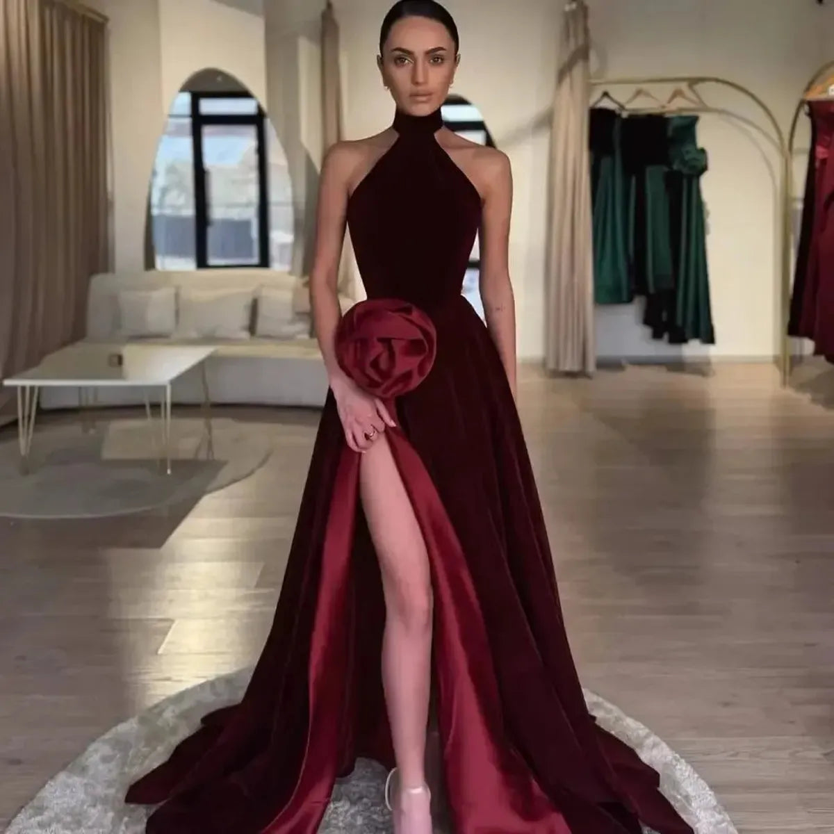 Robe Velours Fendue-Saylana