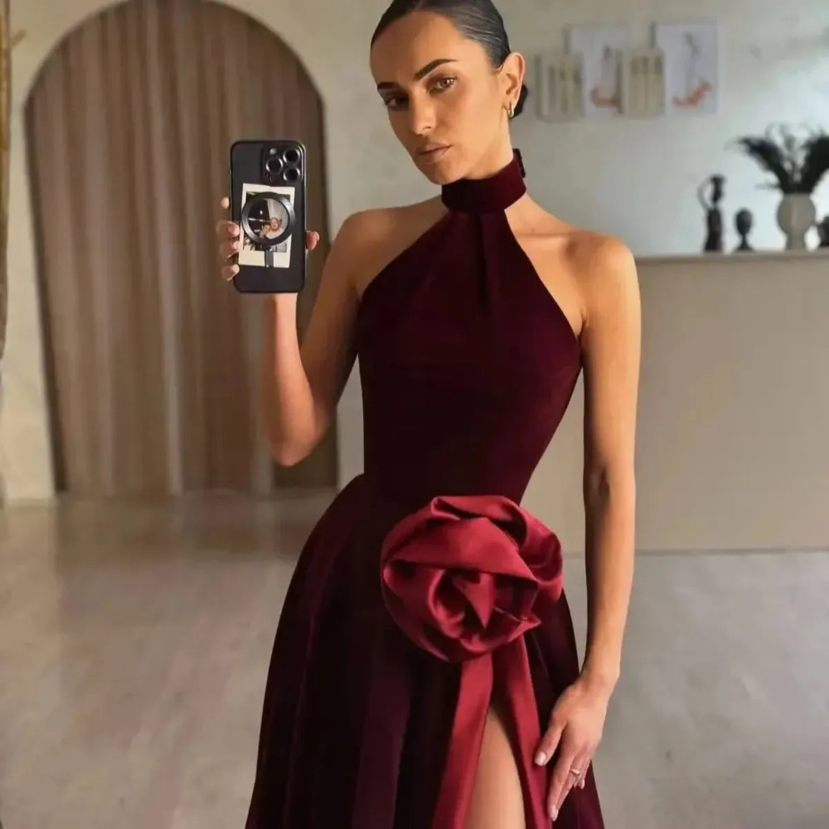 Robe Velours Fendue-Saylana
