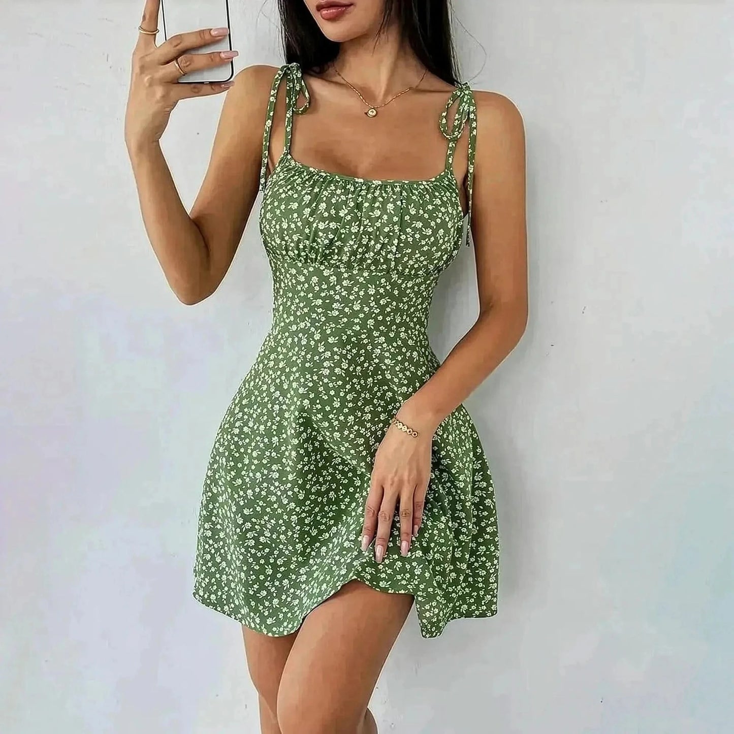 Robe Courte Fleurie Bretelles - Saylana