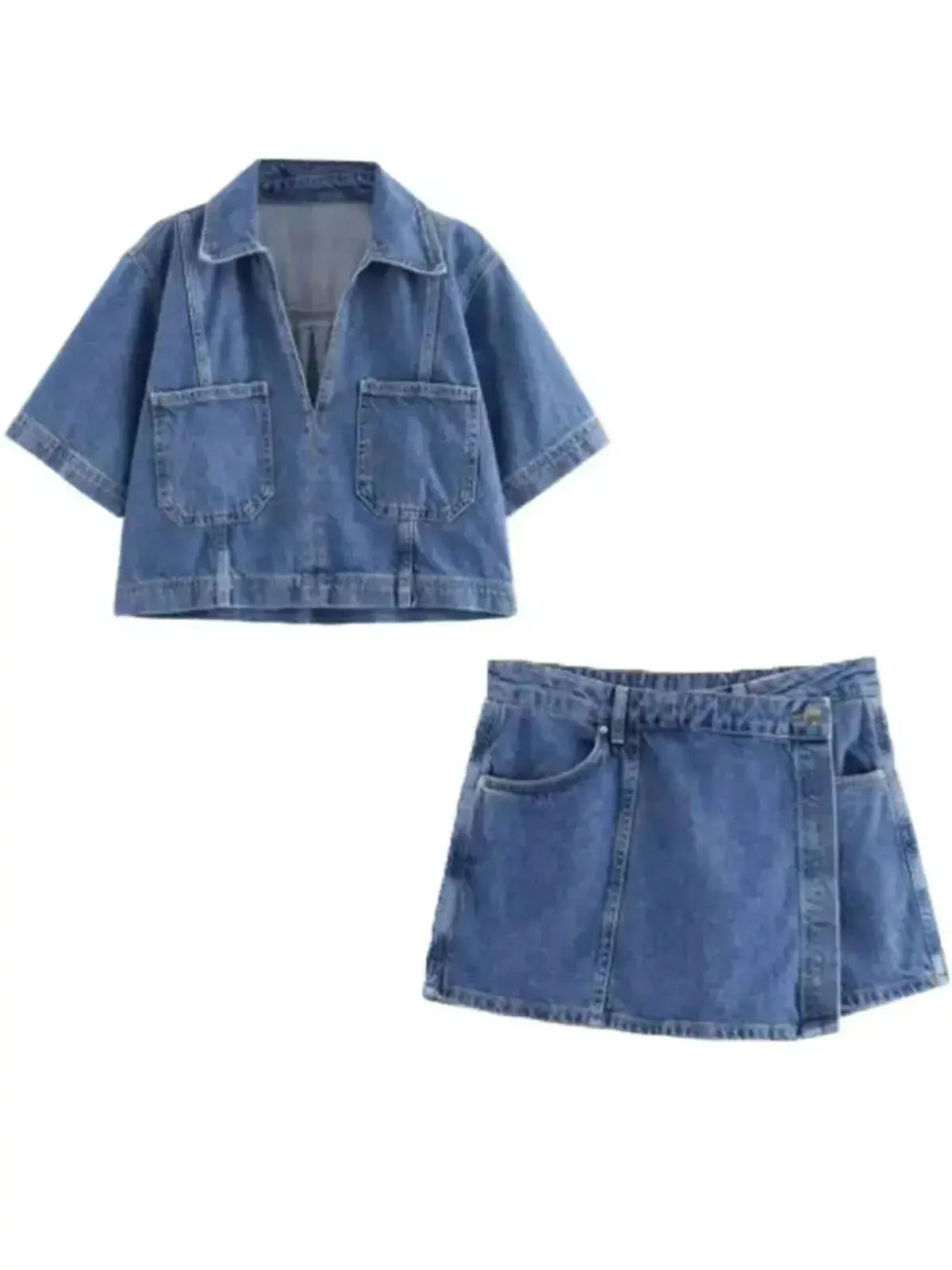 Set Denim Slim 2 pièces Asymétrique-Saylana