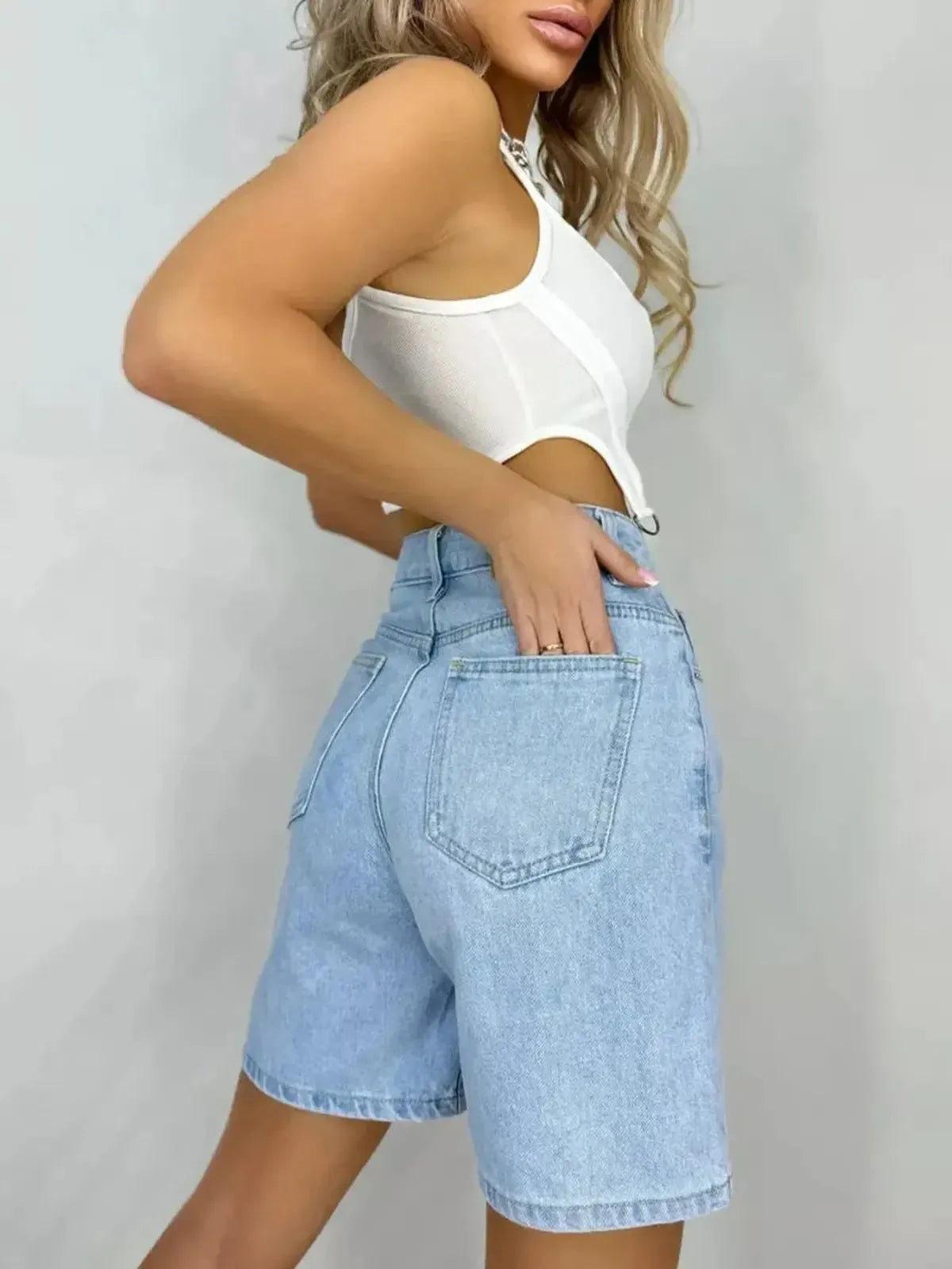 Short Large Jean Décontracté-Saylana