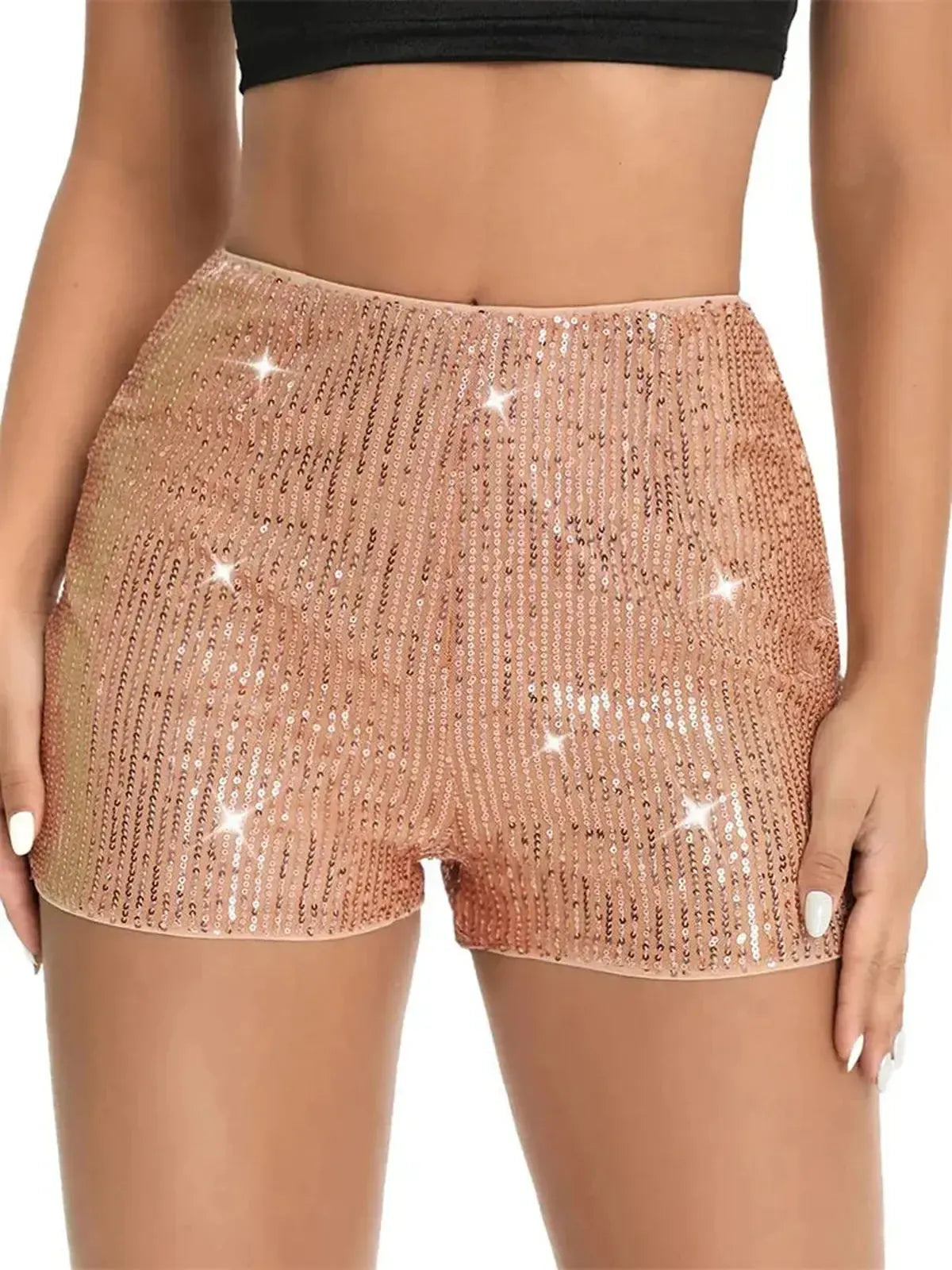 Taille haute à sequins pour un look club brillant-Saylana