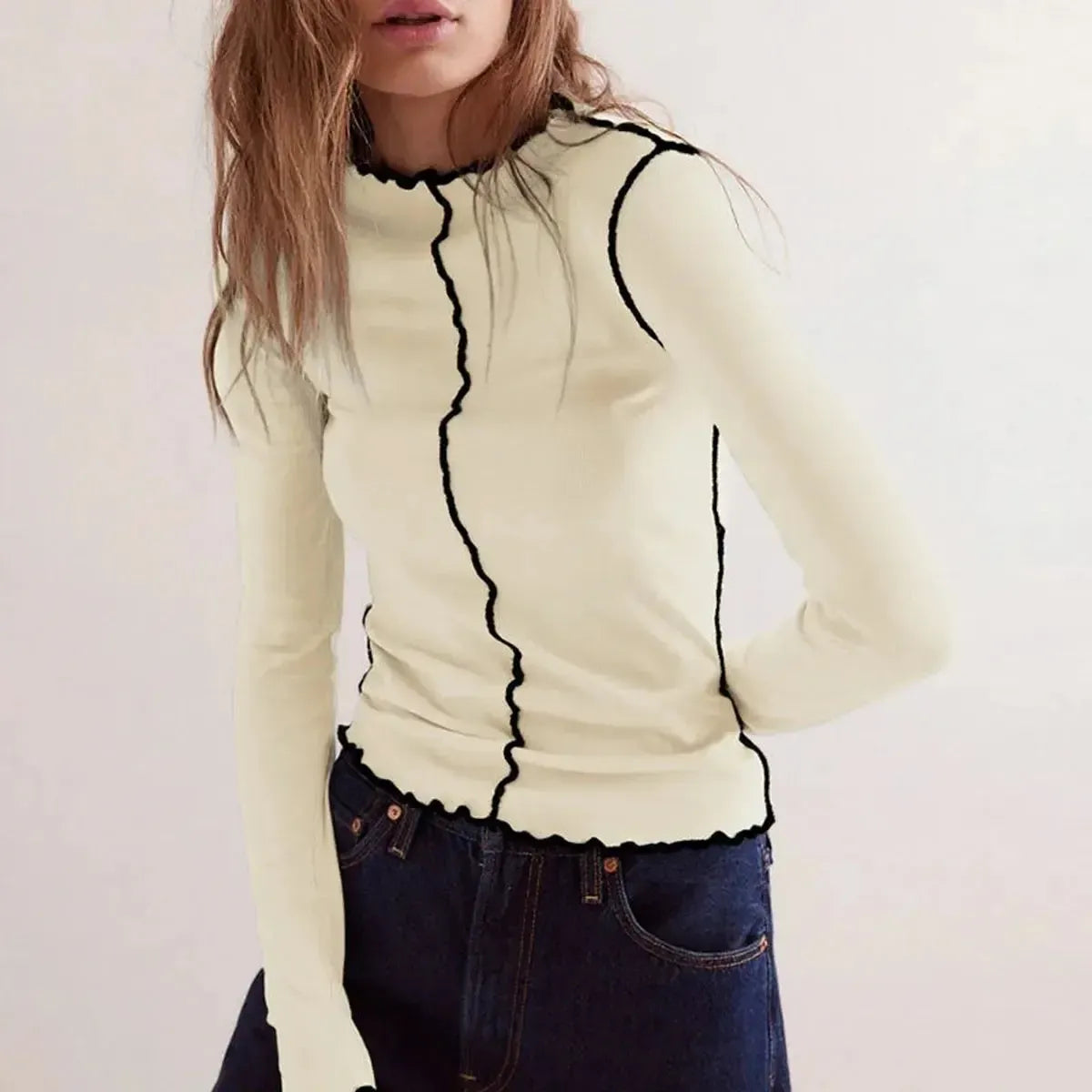 Top Basique Col Rond Blanc-Saylana