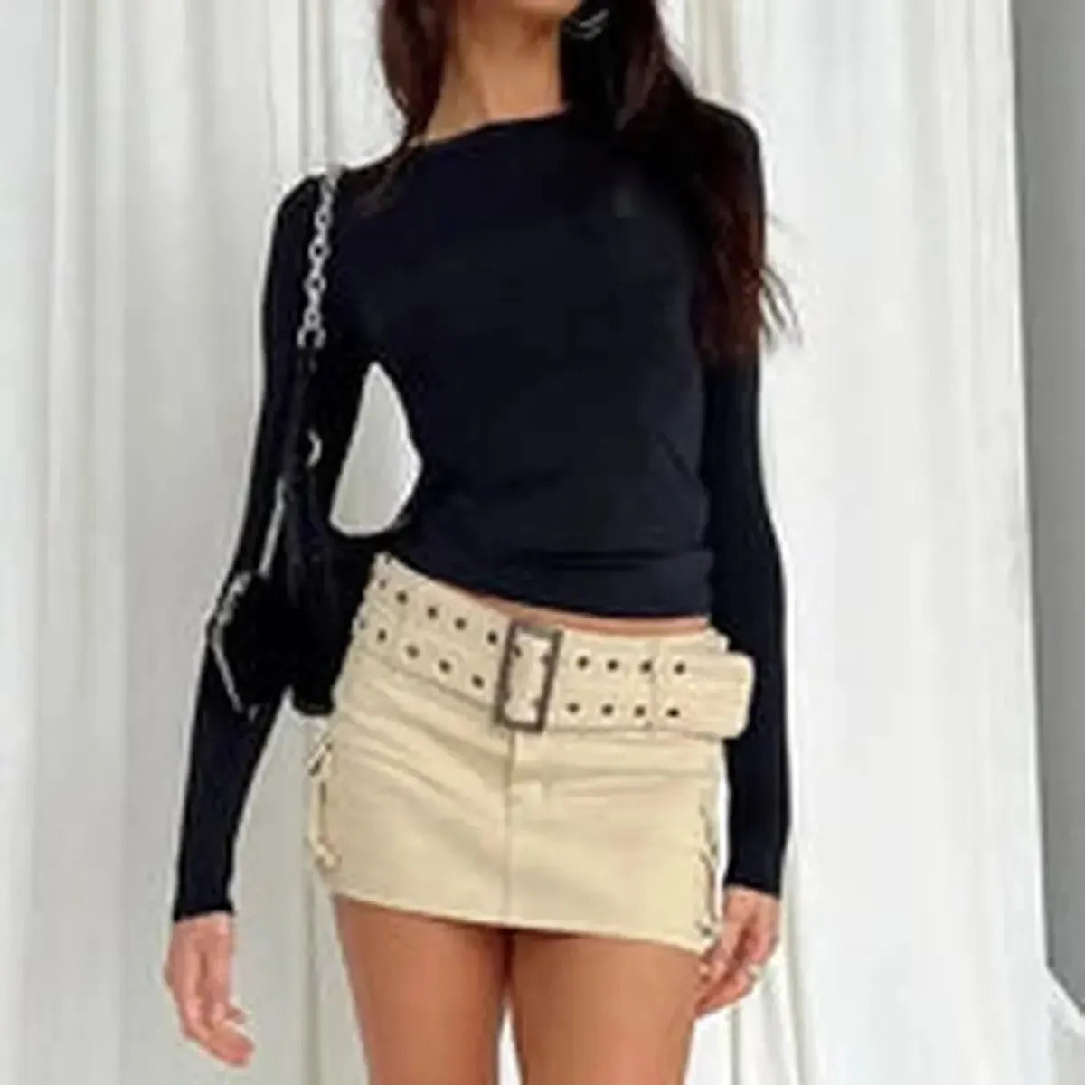 Top basique sexy à manches courtes ajustées-Saylana