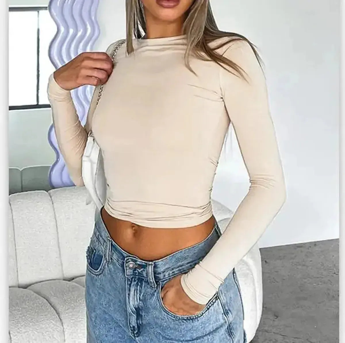 Top basique sexy à manches courtes ajustées-Saylana