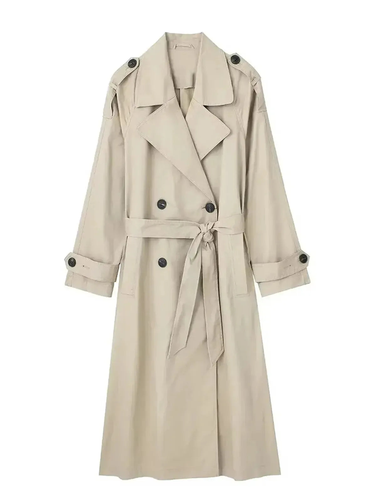 Trench Vintage Ceinturé à Double Boutonnage-Saylana