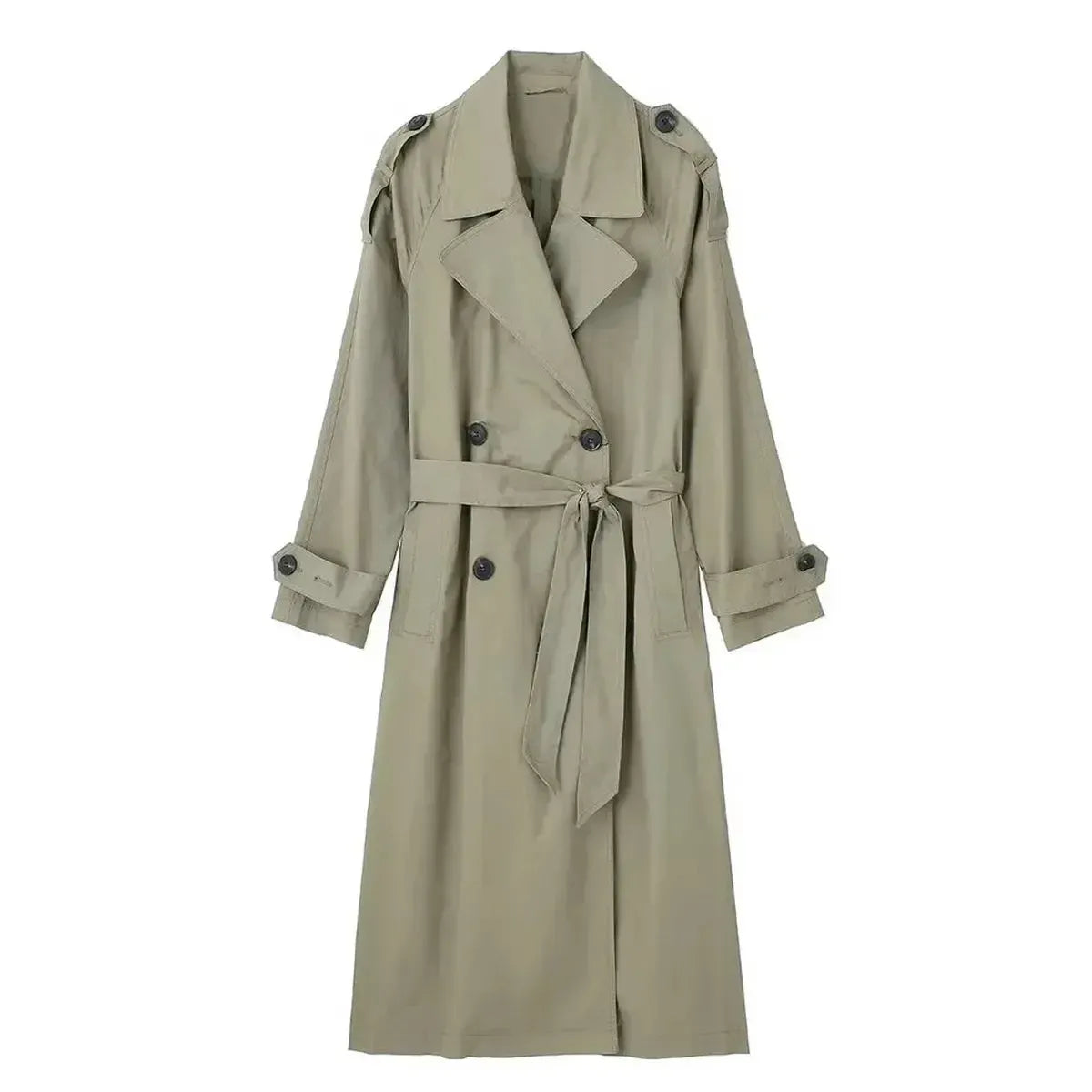 Trench Vintage Ceinturé à Double Boutonnage-Saylana