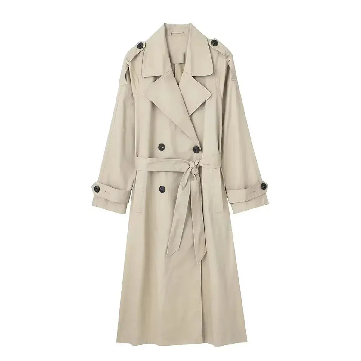 Trench Vintage Ceinturé à Double Boutonnage-Saylana