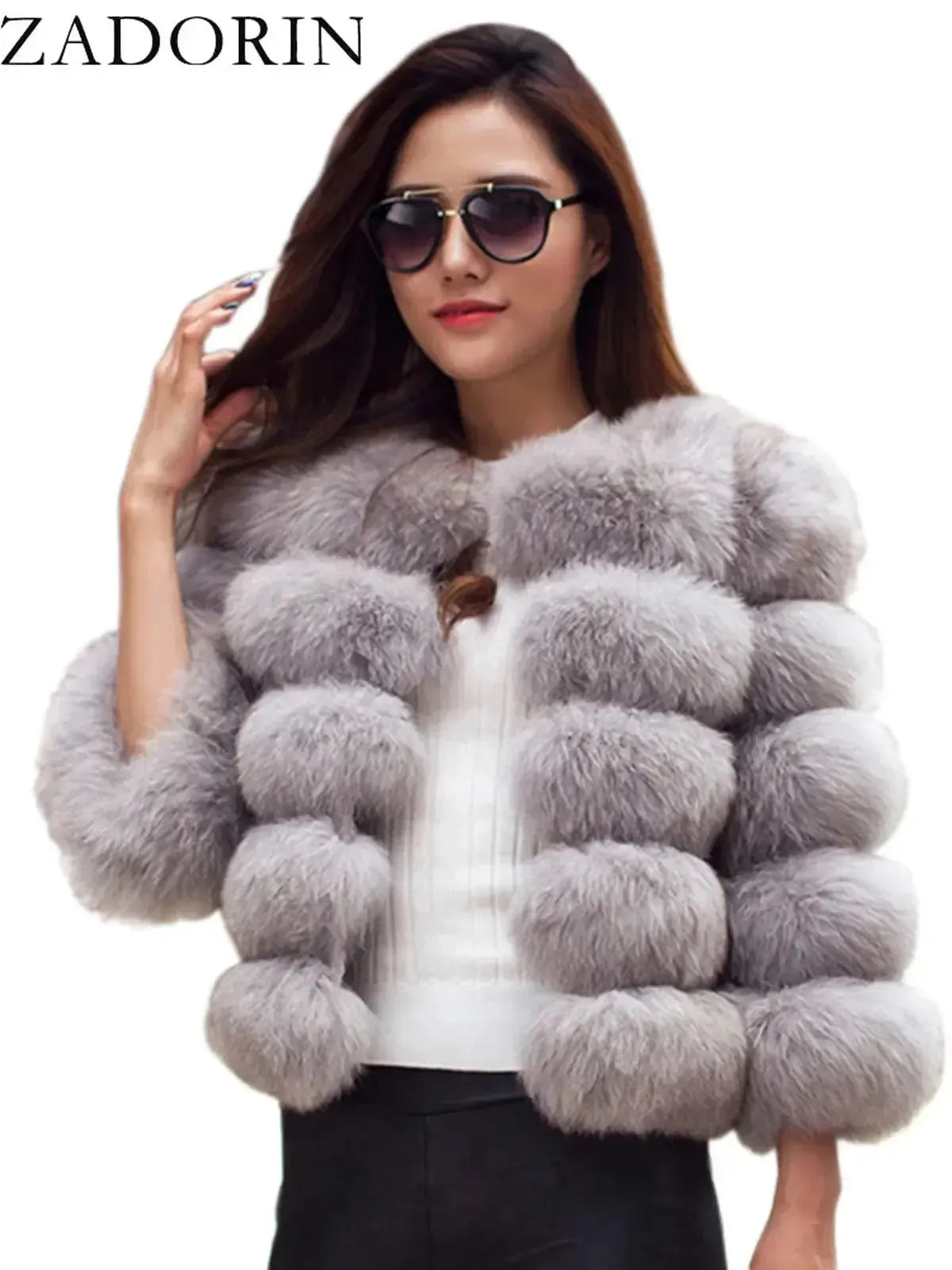 Veste Courte Imitation Vison S-6XL-Saylana