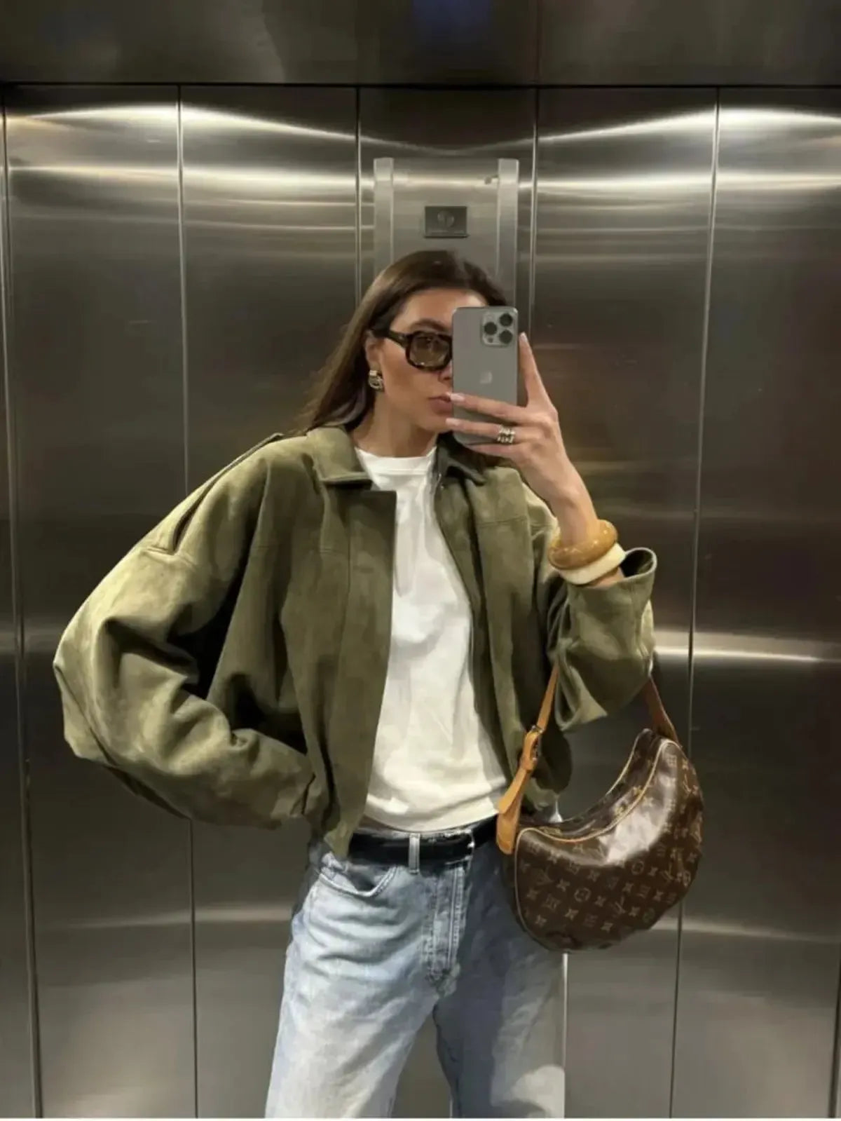 Veste Loose Épaulée à Col Revers-Saylana